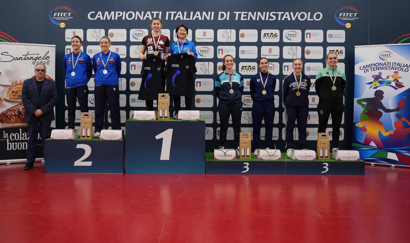 Campionati Italiani Assoluti di seconda e terza categoria di Terni 2026 podio del doppio femminile assoluto