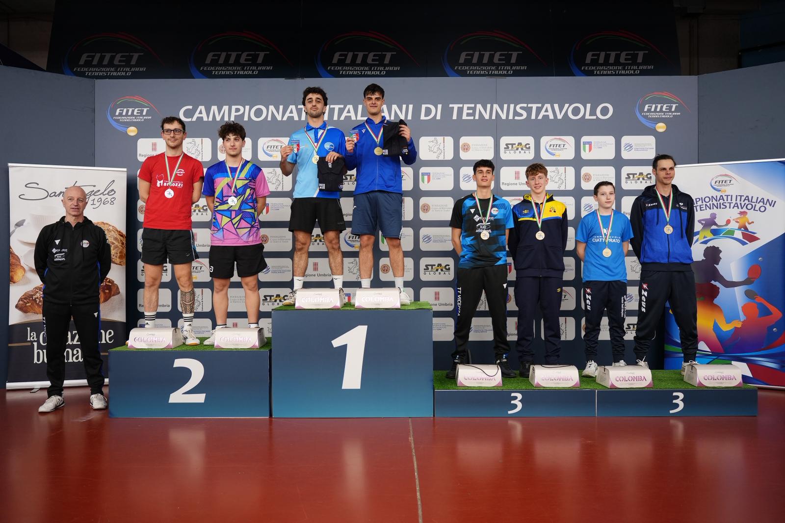 Campionati Italiani Assoluti di seconda e terza categoria di Terni 2026 podio del doppio maschile di terza categoria