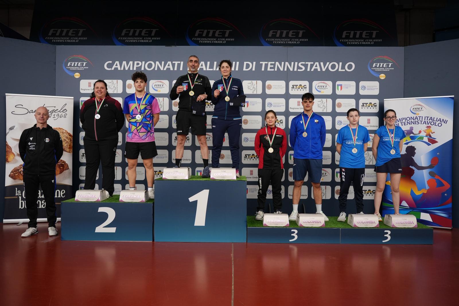 Campionati Italiani Assoluti di seconda e terza categoria di Terni 2026 podio del doppio misto di terza categoria