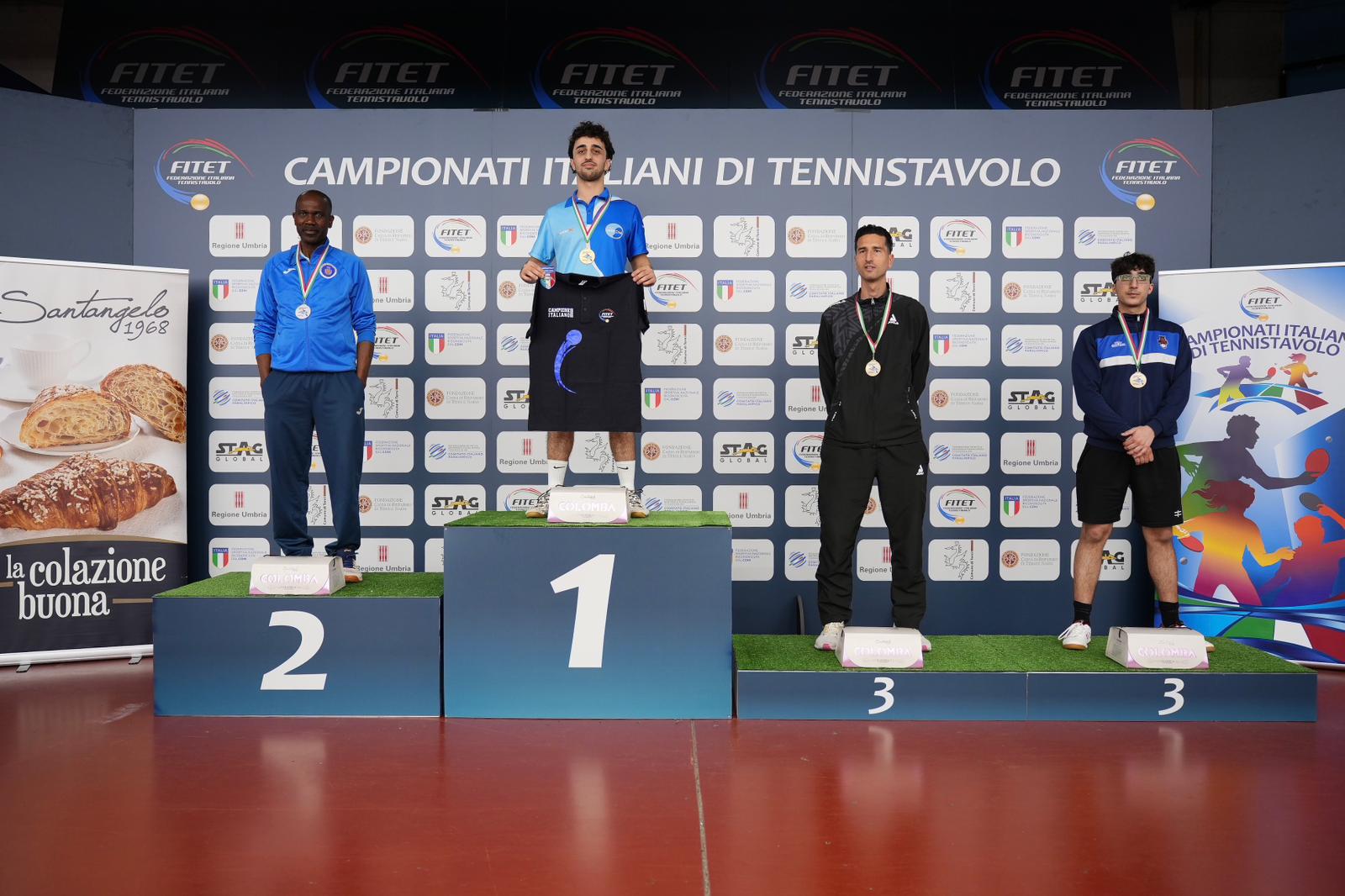 Campionati Italiani Assoluti di seconda e terza categoria di Terni 2026 podio del singolare maschile di terza categoria