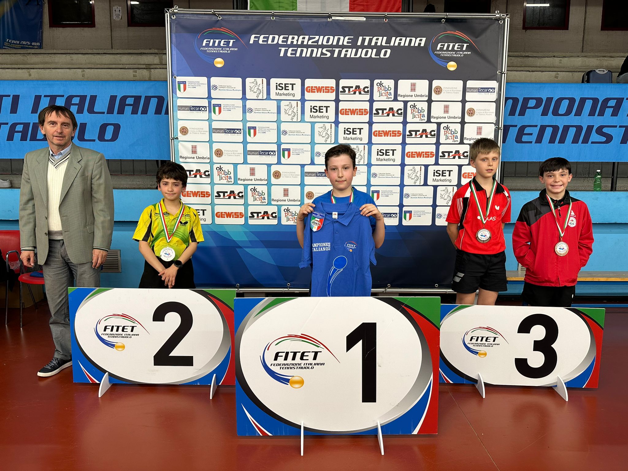 Campionati Italiani Giovanili 2023 podio del singolare maschile Under 11