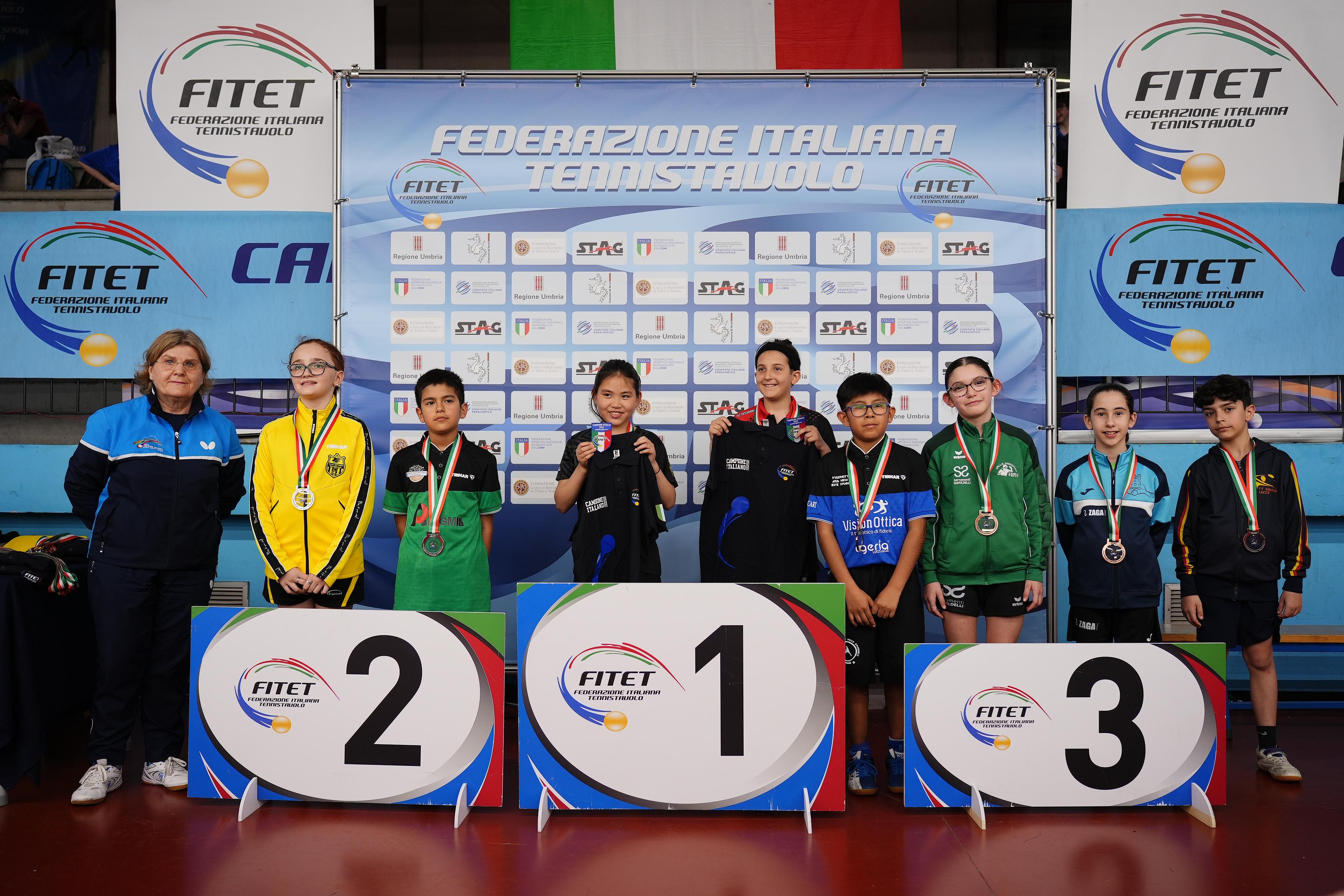 Campionati Italiani Giovanili 2025 podio del doppio misto Under 11
