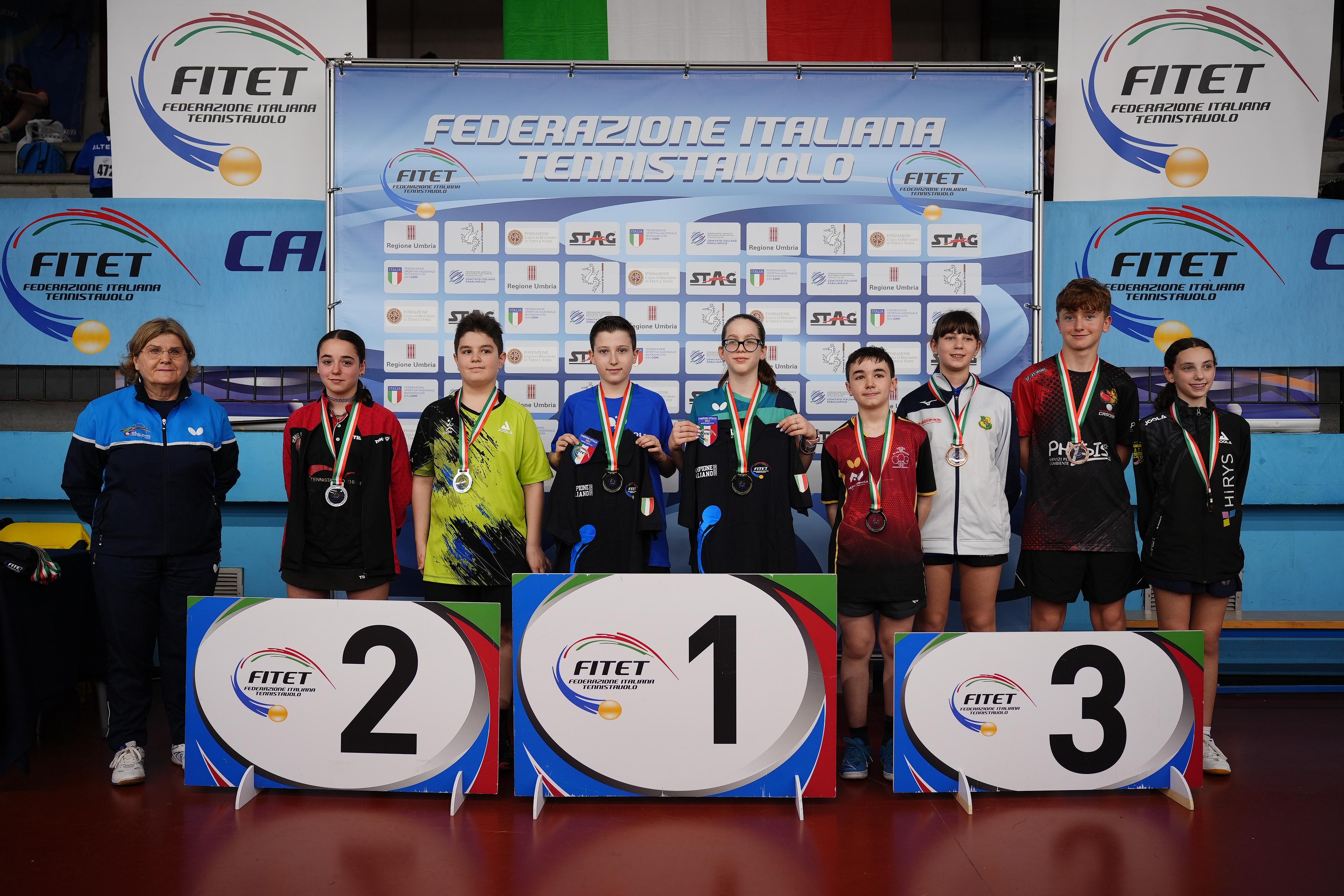 Campionati Italiani Giovanili 2025 podio del doppio misto Under 13