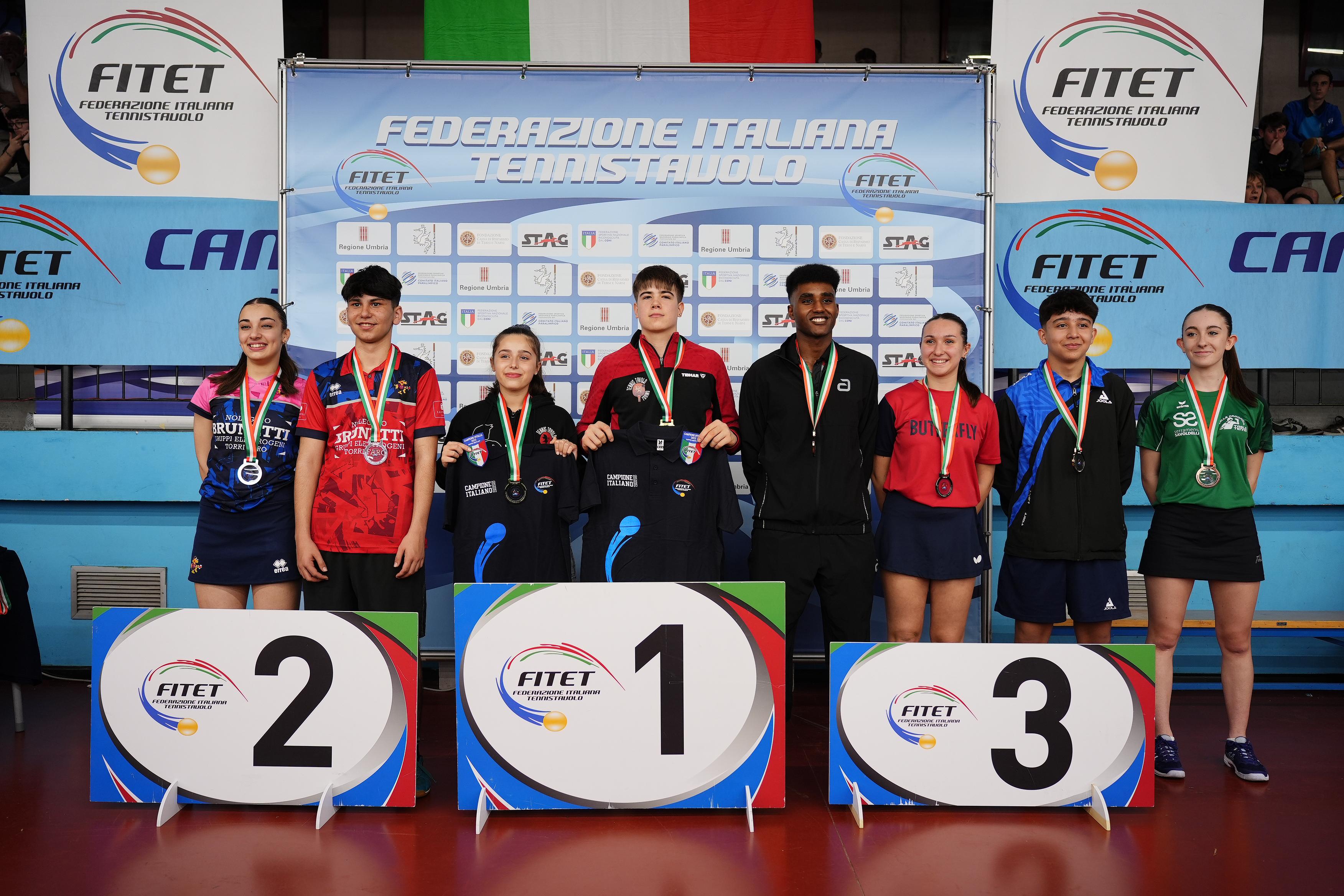 Campionati Italiani Giovanili 2025 podio del doppio misto Under 17