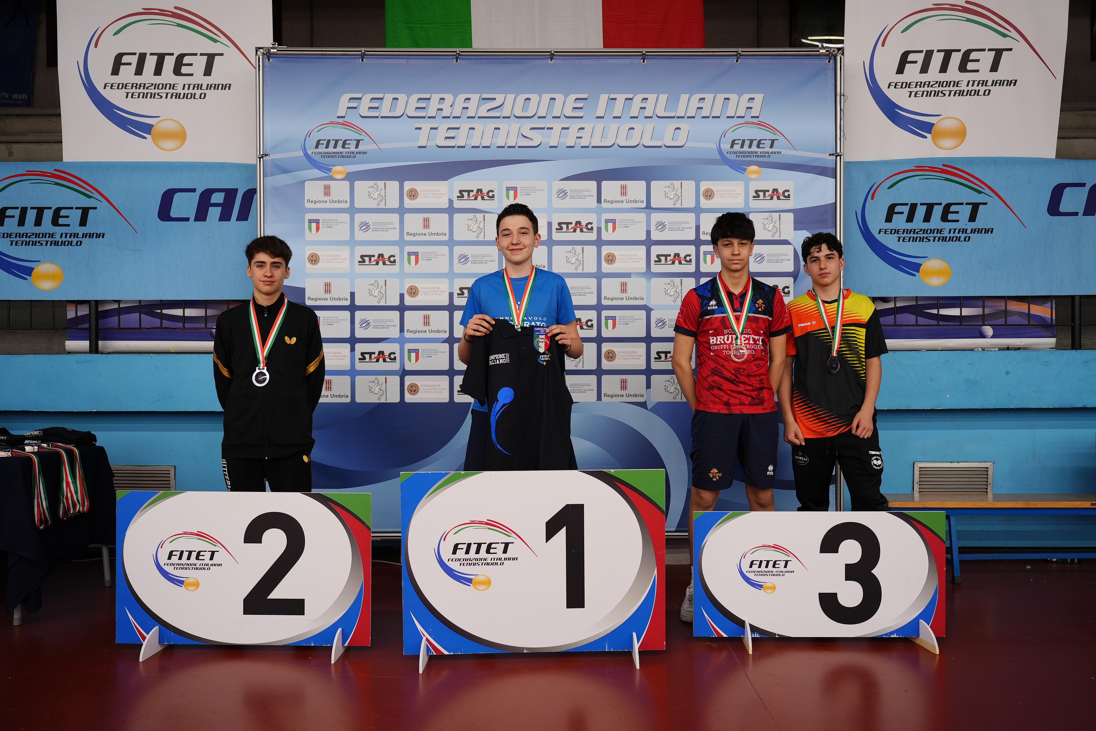 Campionati Italiani Giovanili 2025 podio del singolare maschile Under 15