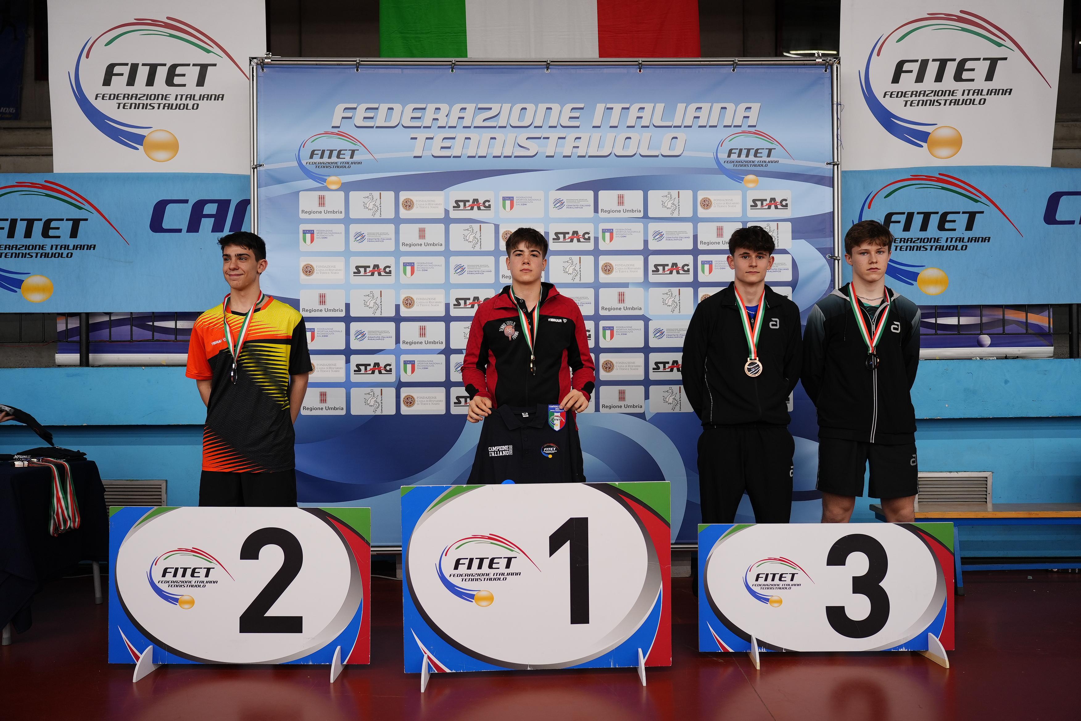 Campionati Italiani Giovanili 2025 podio del singolare maschile Under 17