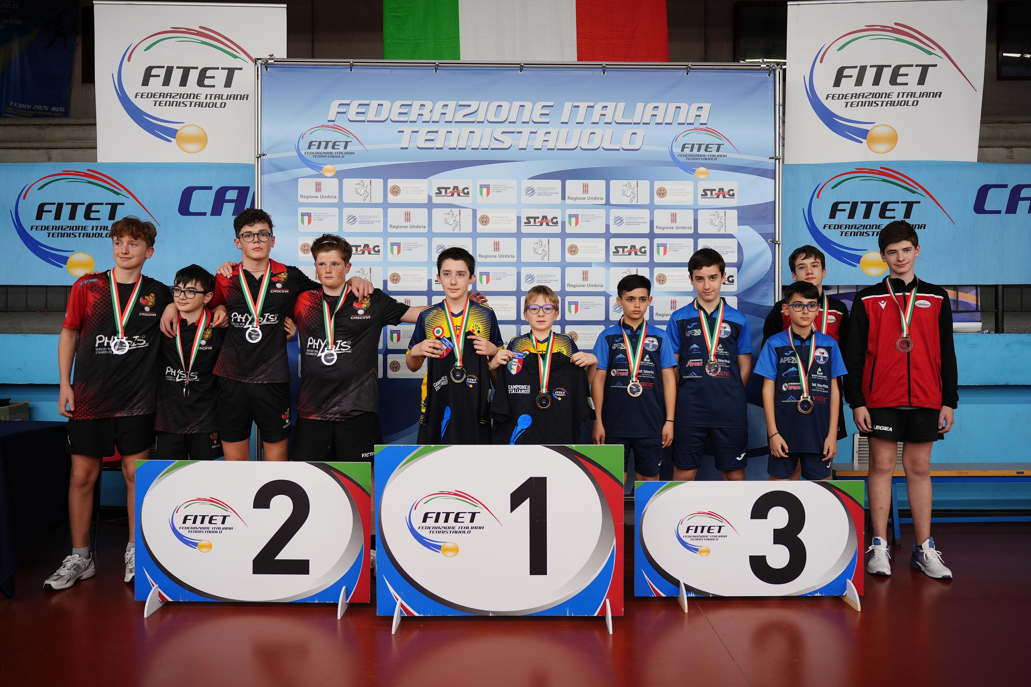Campionati Italiani Giovanili 2025 podio della gara a squadre maschile Under 13