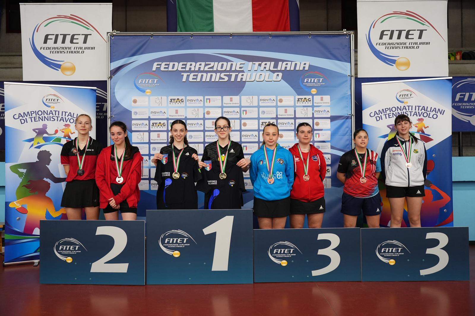 Campionati Italiani Giovanili 2026 podio del doppio femminile Under 15