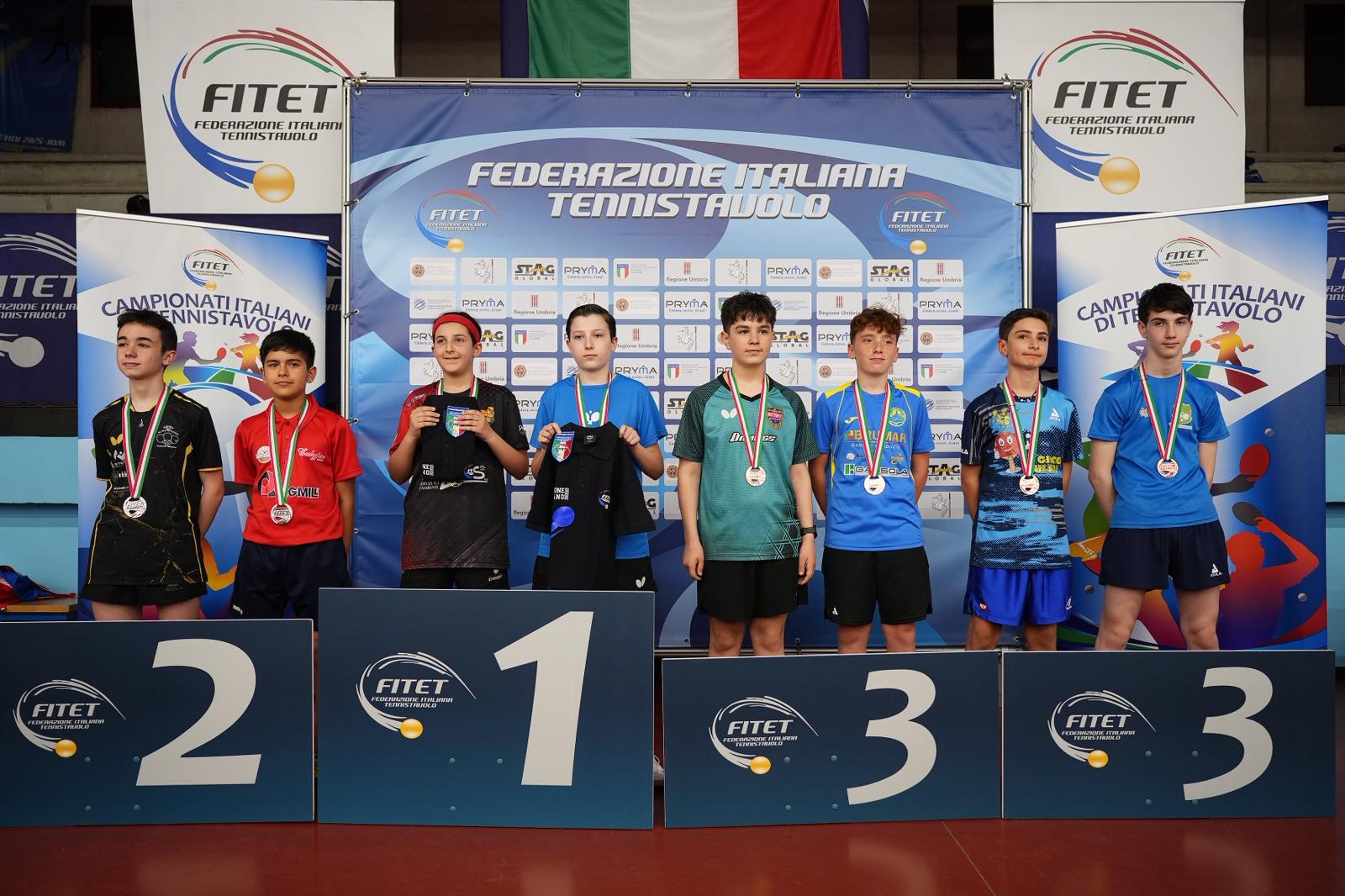 Campionati Italiani Giovanili 2026 podio del doppio maschile Under 13