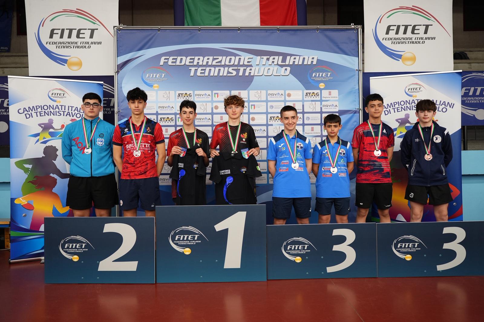 Campionati Italiani Giovanili 2026 podio del doppio maschile Under 15
