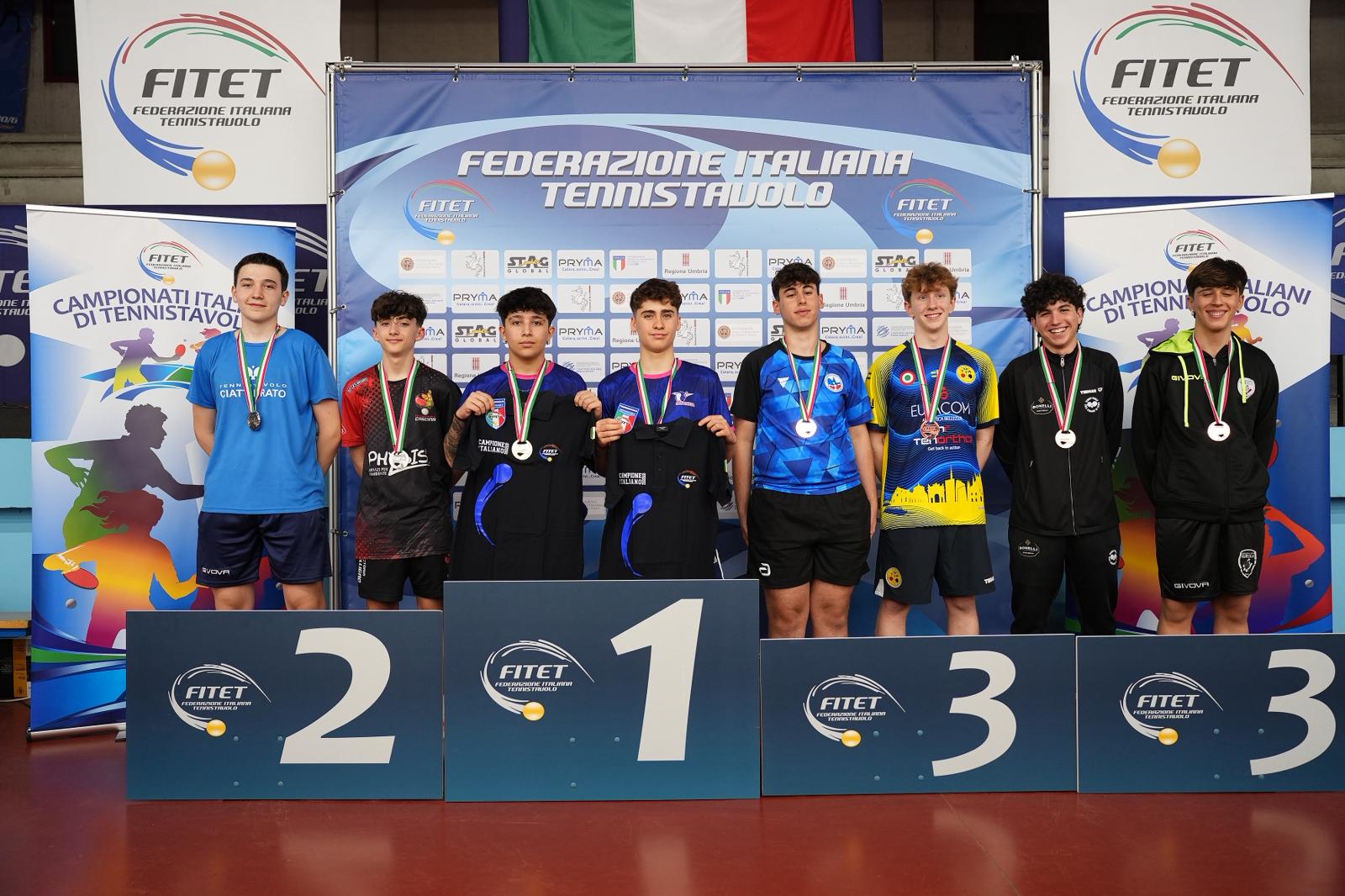 Campionati Italiani Giovanili 2026 podio del doppio maschile Under 17