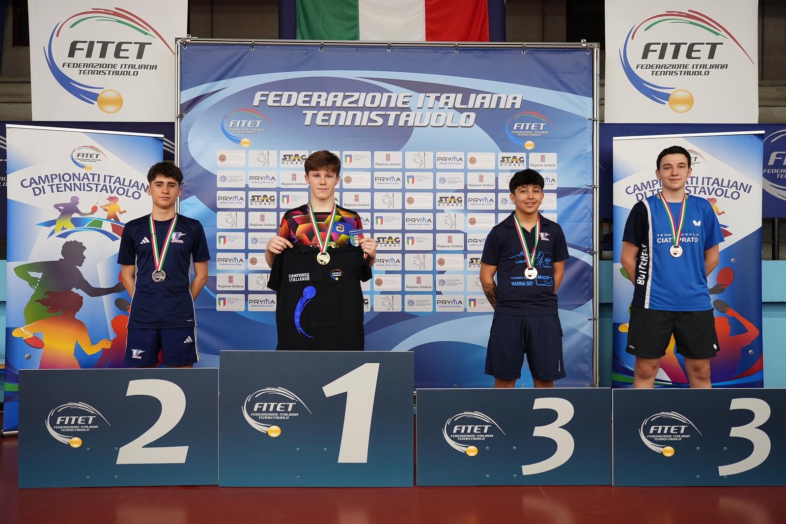 Campionati Italiani Giovanili 2026 podio del singolare maschile Under 17