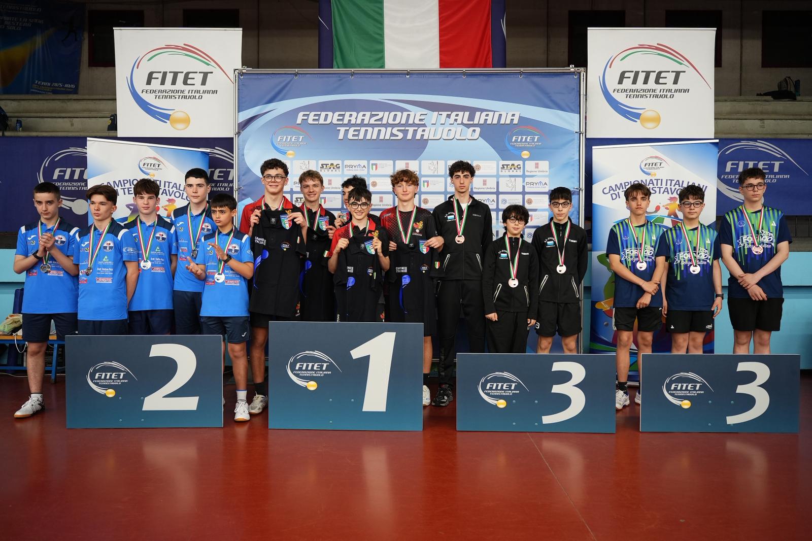 Campionati Italiani Giovanili 2026 podio della gara a squadre Under 15 maschile