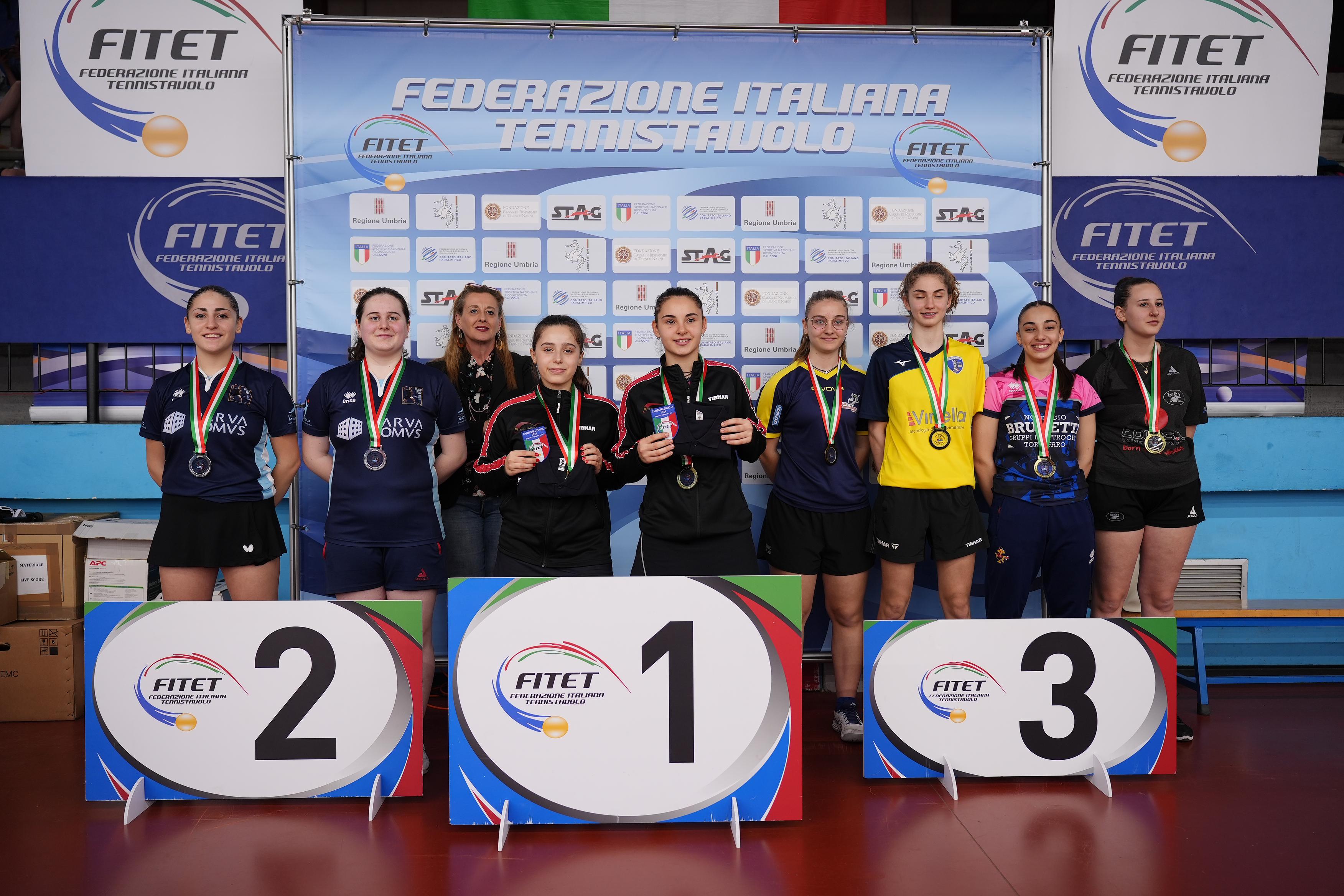 Campionati Italiani Giovanili U17 U15 U13 e U11 2024 podio del doppio femminile Under 17