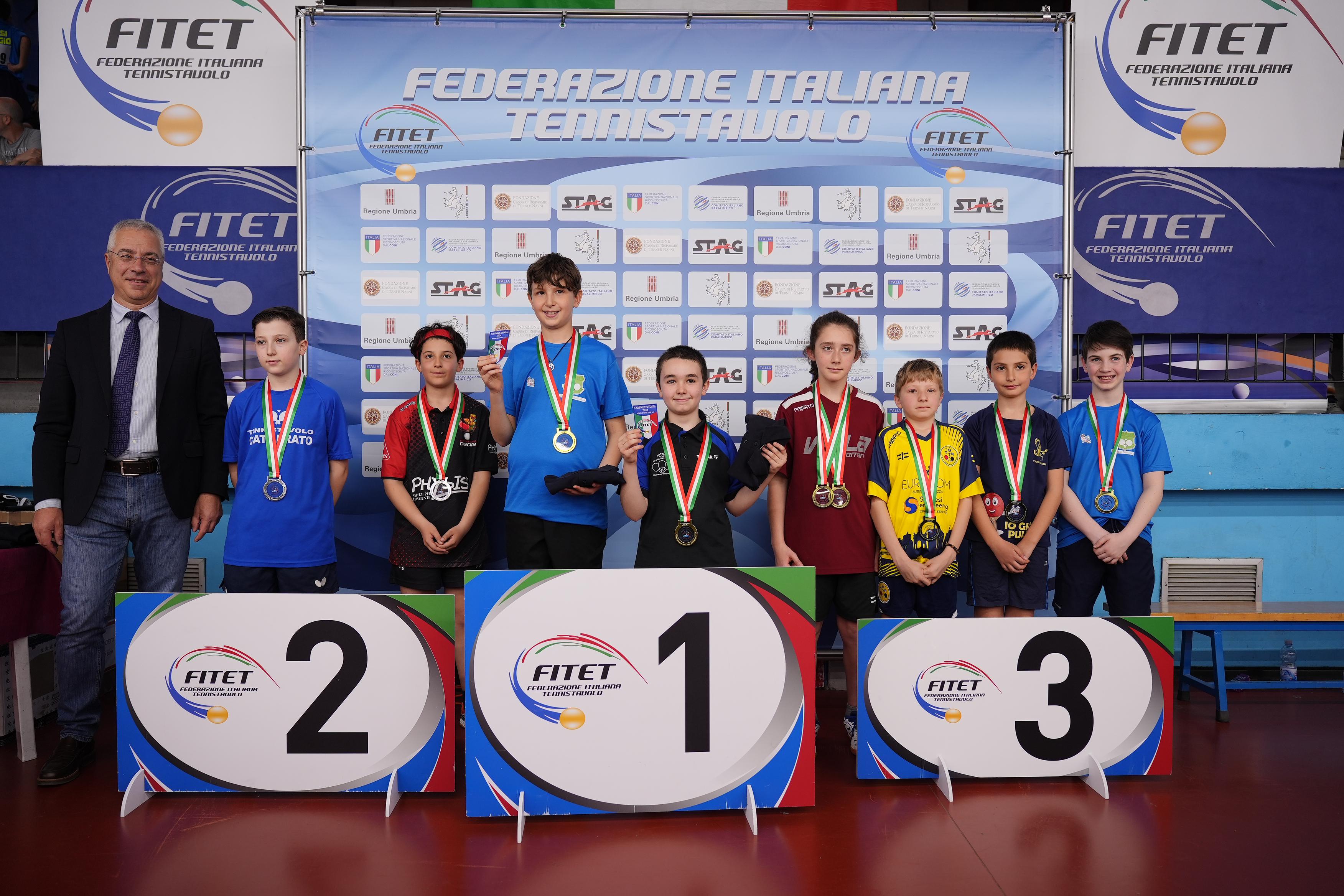 Campionati Italiani Giovanili U17 U15 U13 e U11 2024 podio del doppio maschile Under 11