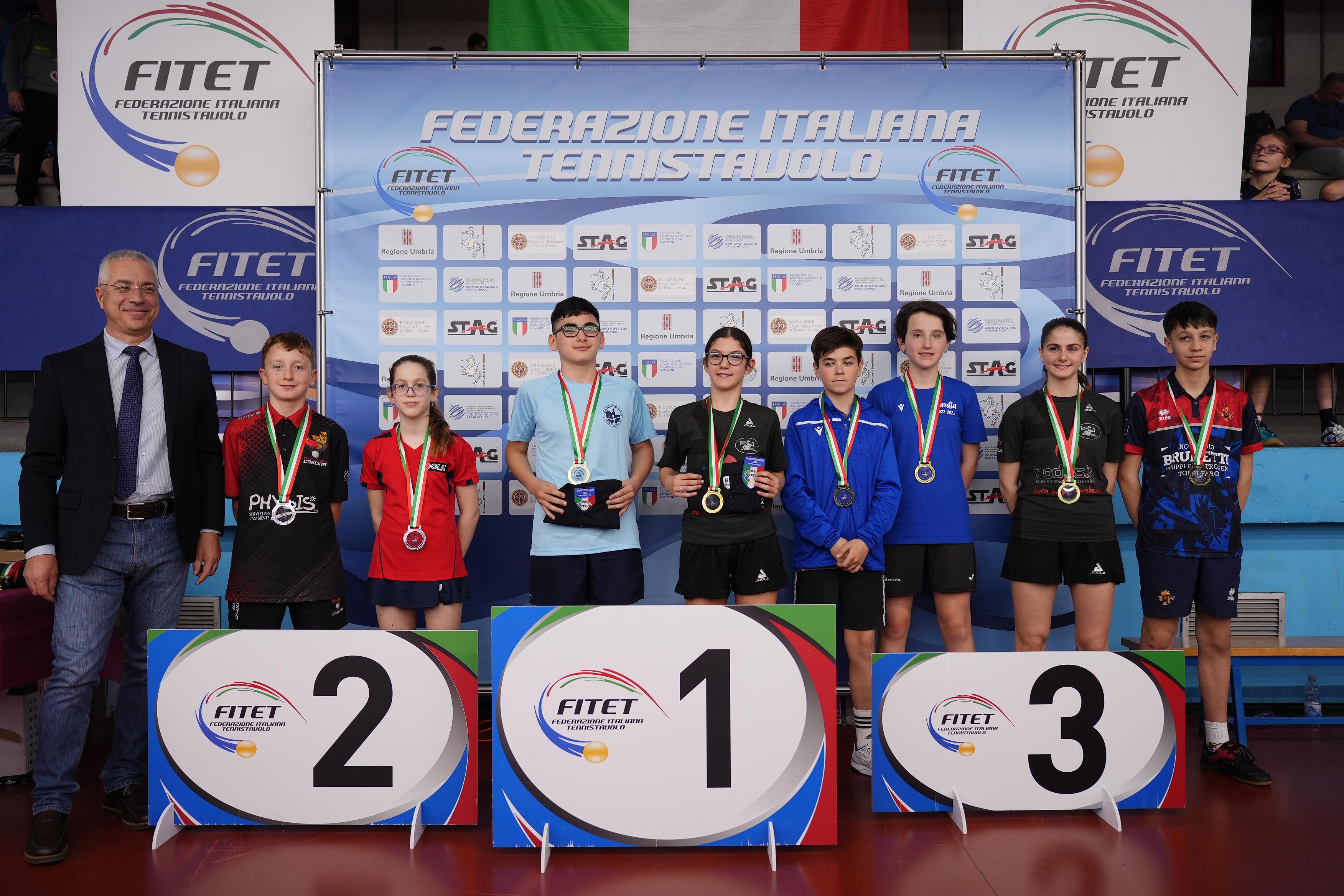Campionati Italiani Giovanili U17 U15 U13 e U11 2024 podio del doppio misto Under 13