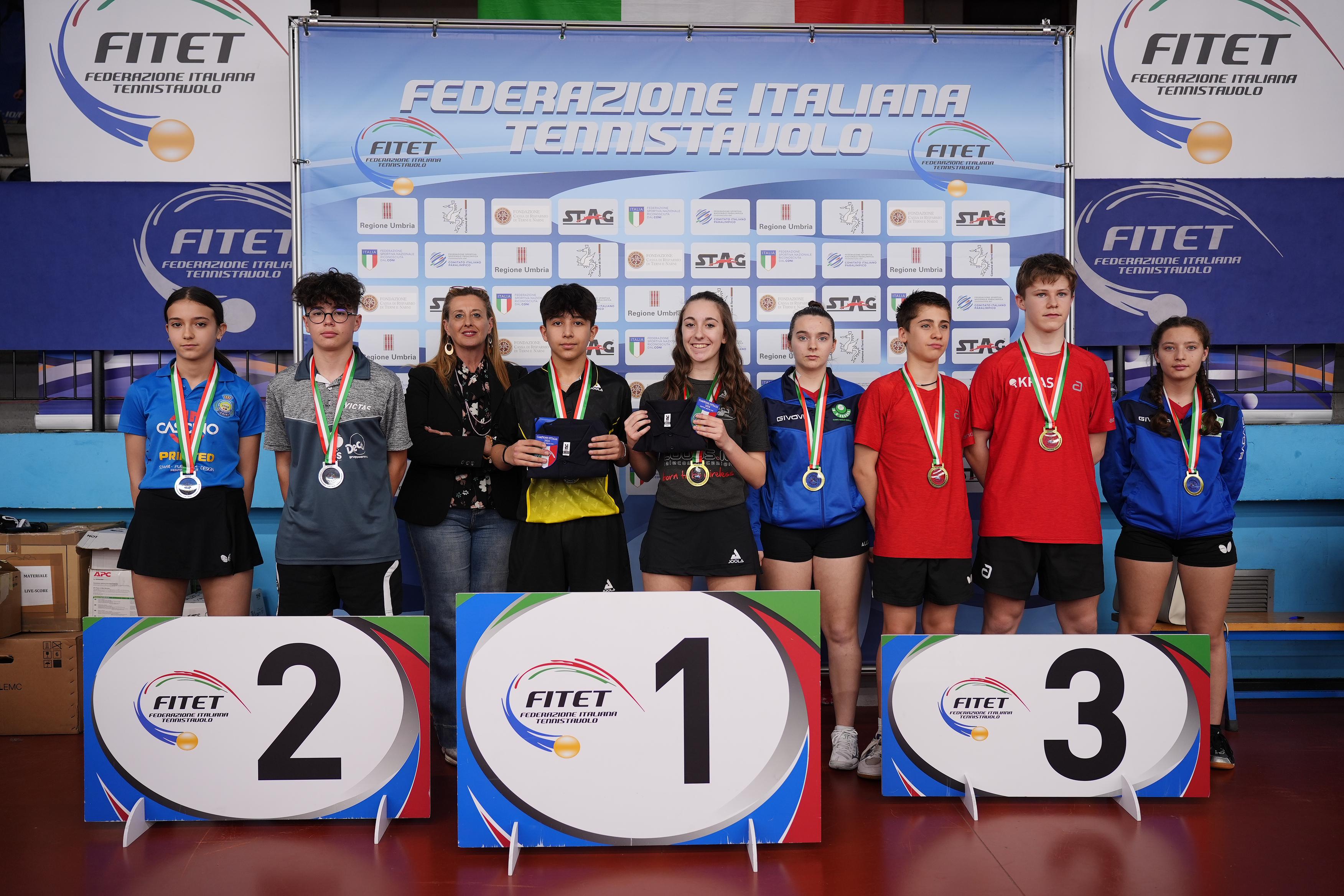 Campionati Italiani Giovanili U17 U15 U13 e U11 2024 podio del doppio misto Under 15
