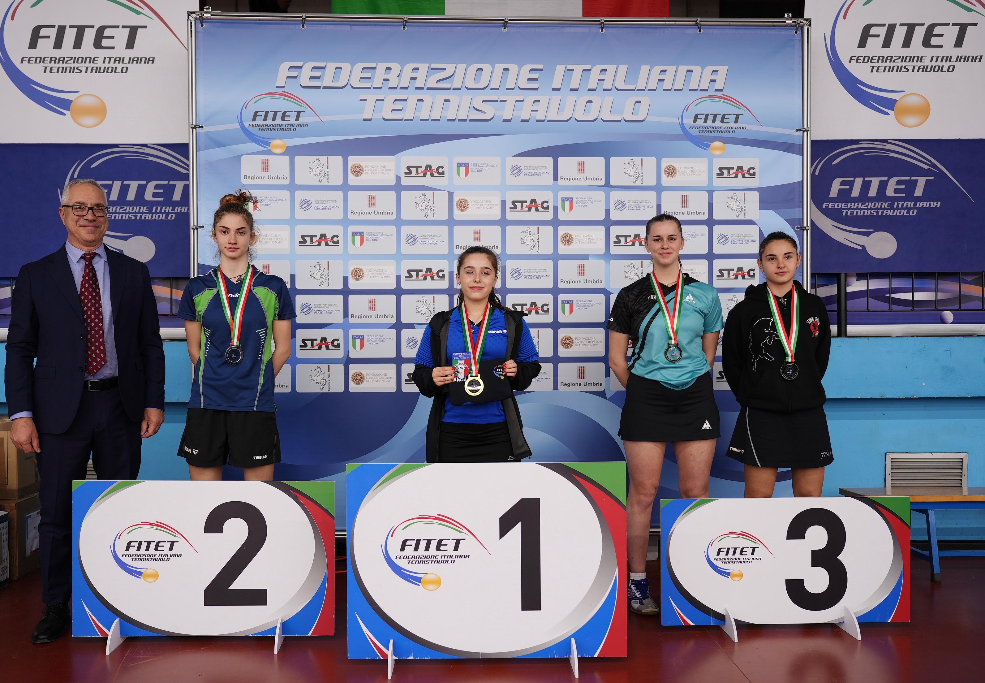 Campionati Italiani Giovanili U17 U15 U13 e U11 2024 podio del singolare femminile Under 17
