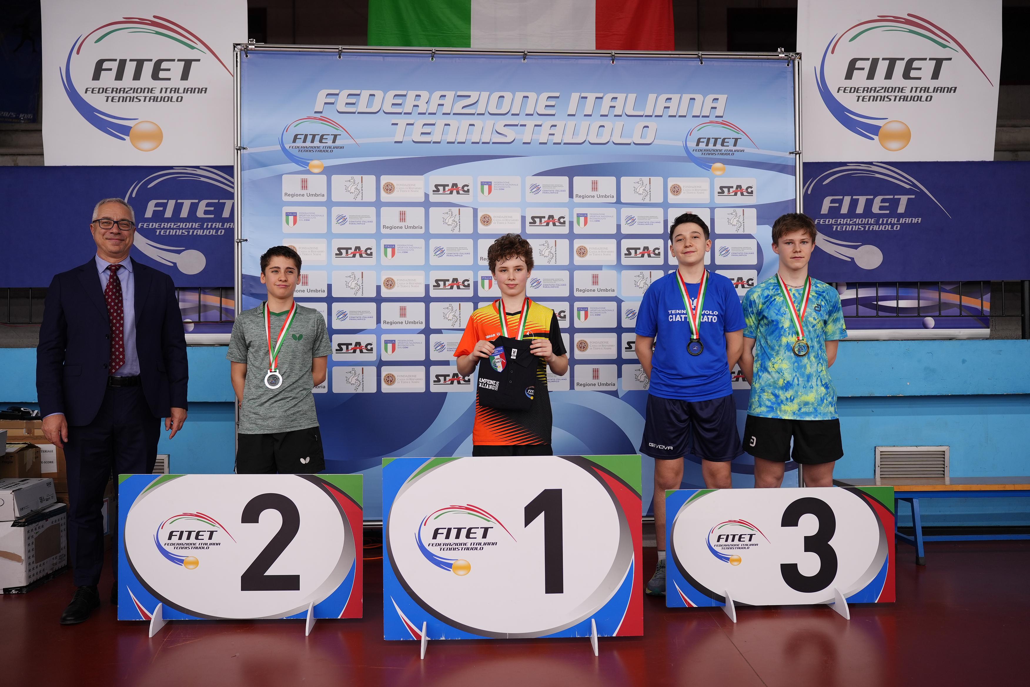 Campionati Italiani Giovanili U17 U15 U13 e U11 2024 podio del singolare maschile Under 15