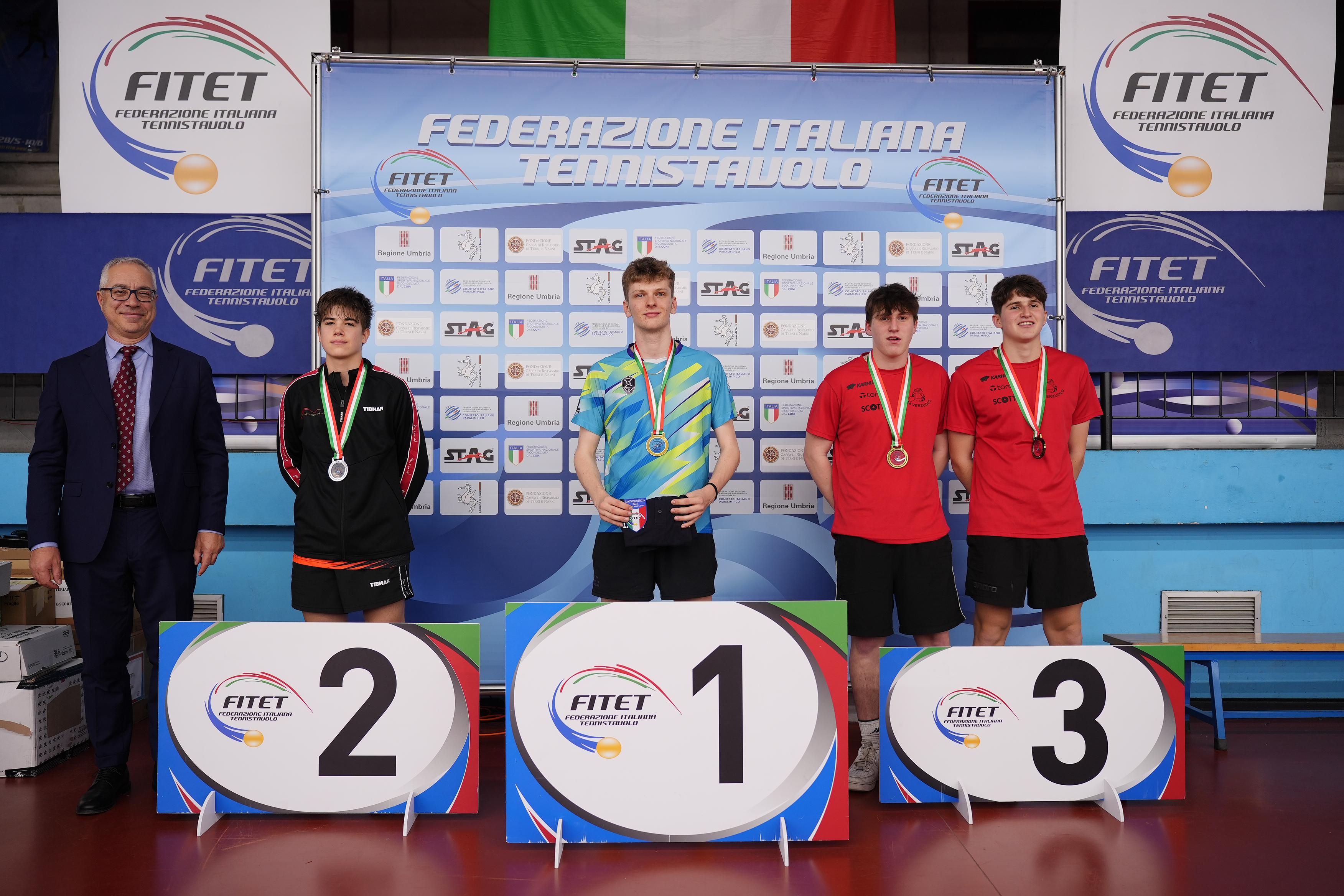 Campionati Italiani Giovanili U17 U15 U13 e U11 2024 podio del singolare maschile Under 17