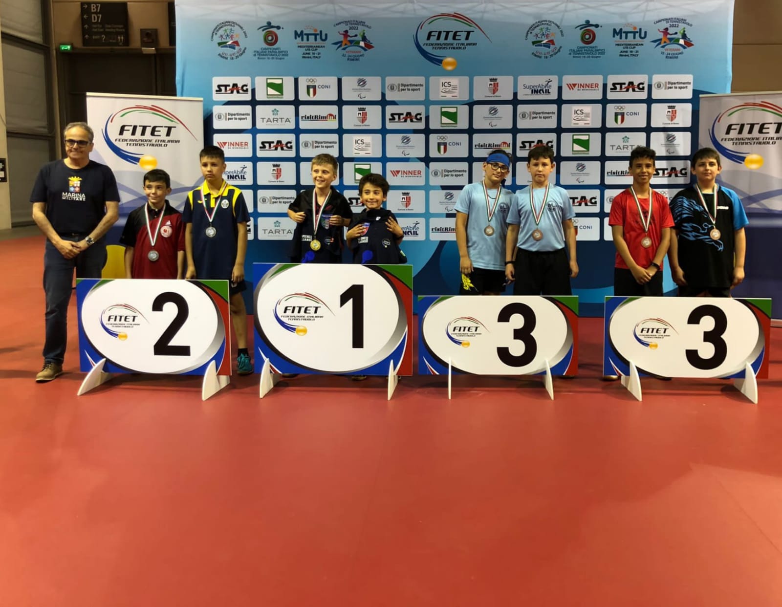 Campionati Italiani Giovanili Under 21 Under 17 e Under 11 podio del doppio maschile Under 11