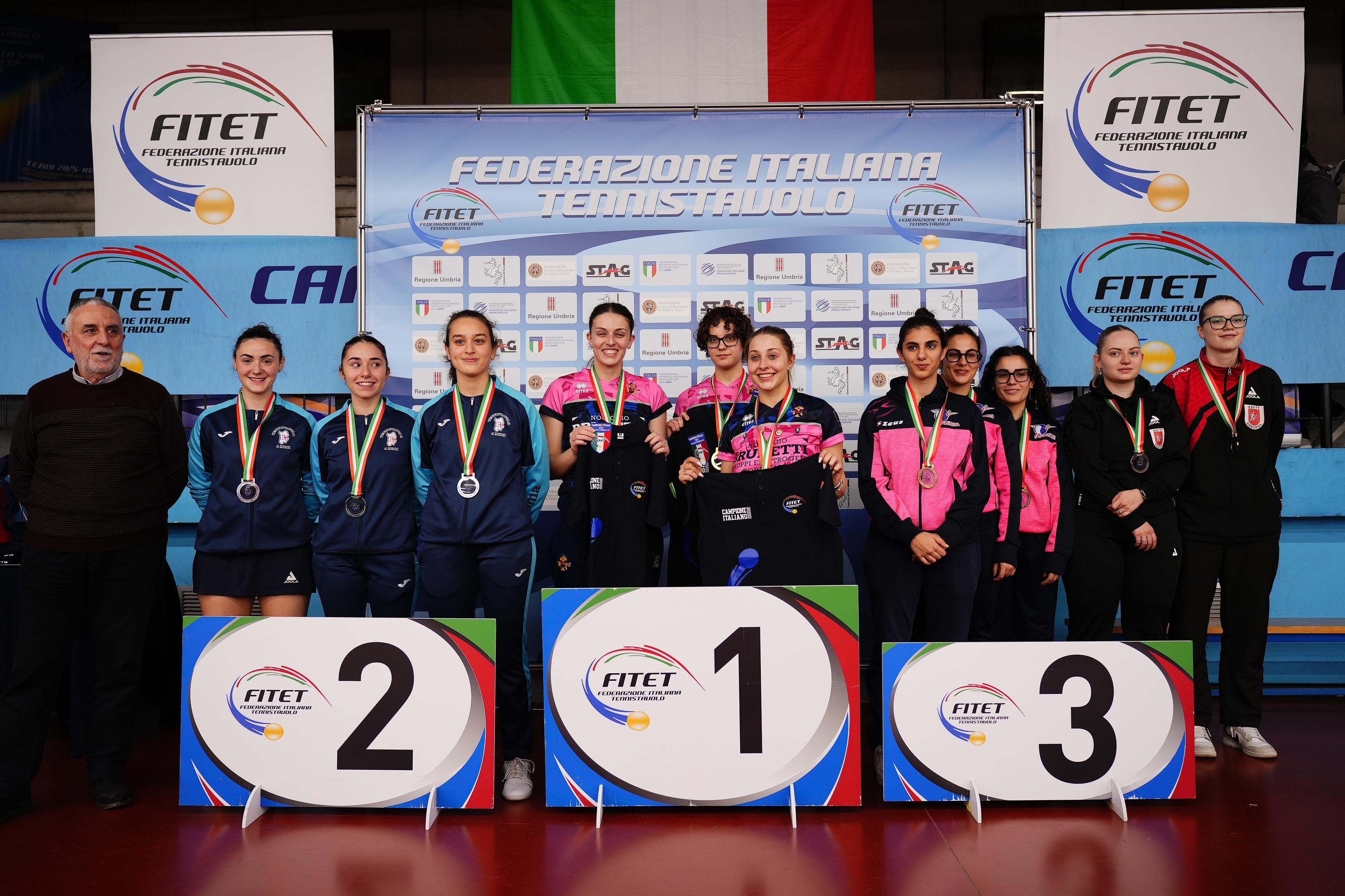 Campionati Italiani Giovanili Under 21 e Under 19 2025 podio a squadre femminile Under 21