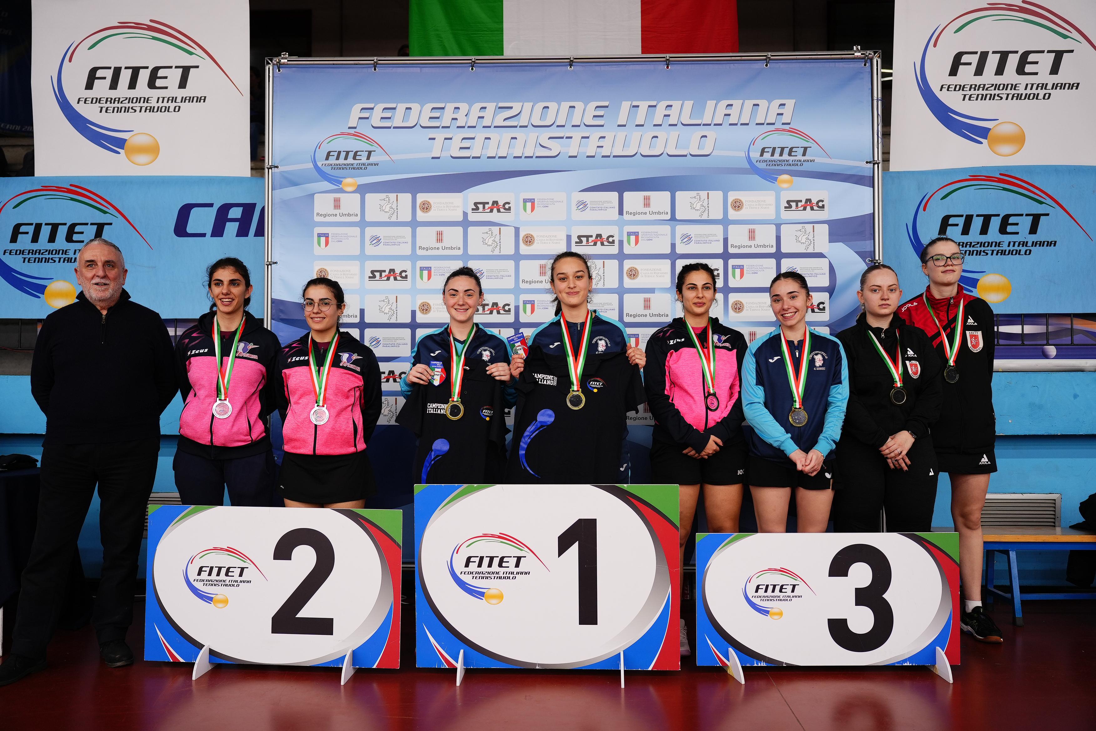 Campionati Italiani Giovanili Under 21 e Under 19 2025 podio del doppio femminile Under 21