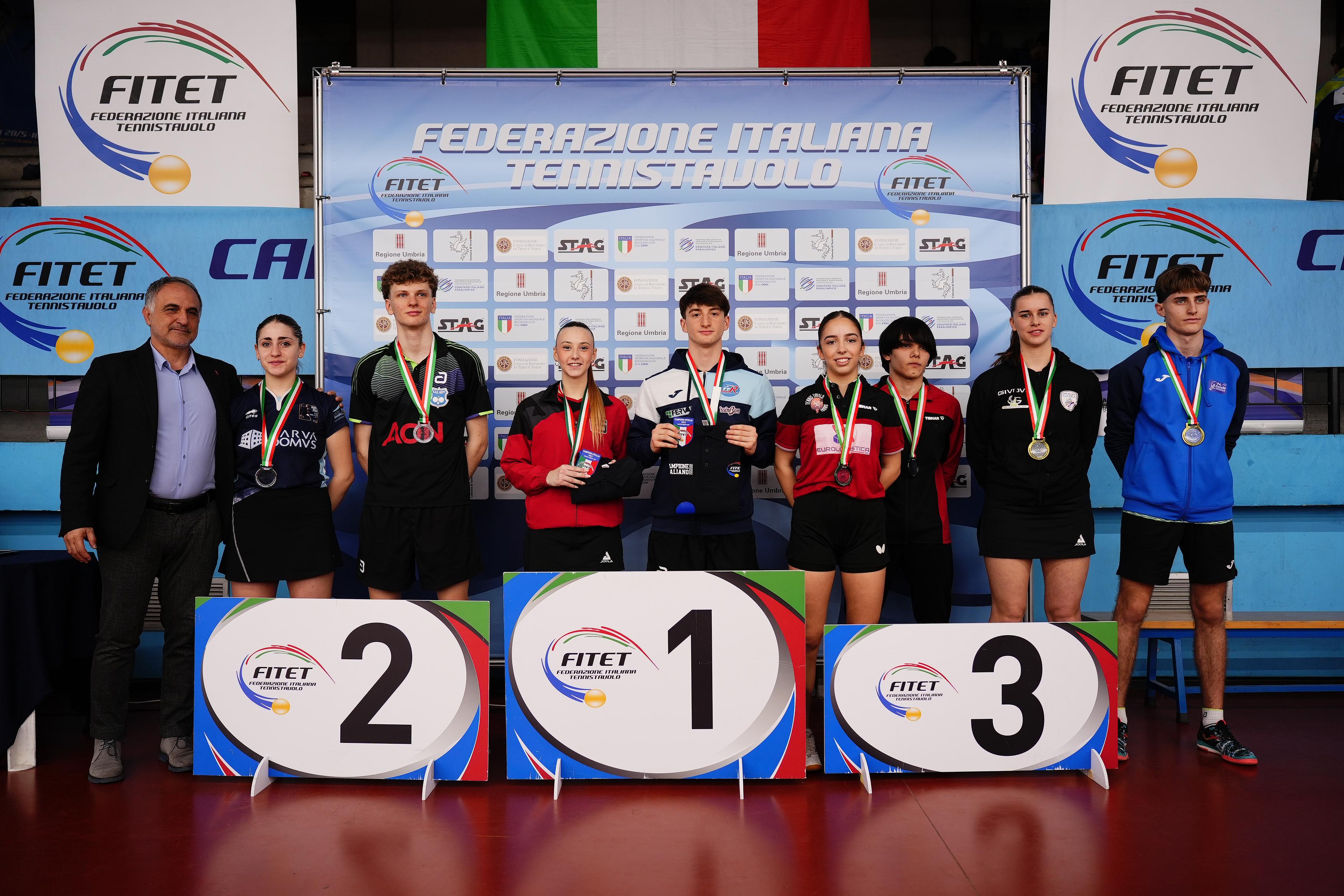 Campionati Italiani Giovanili Under 21 e Under 19 2025 podio del doppio misto Under 19