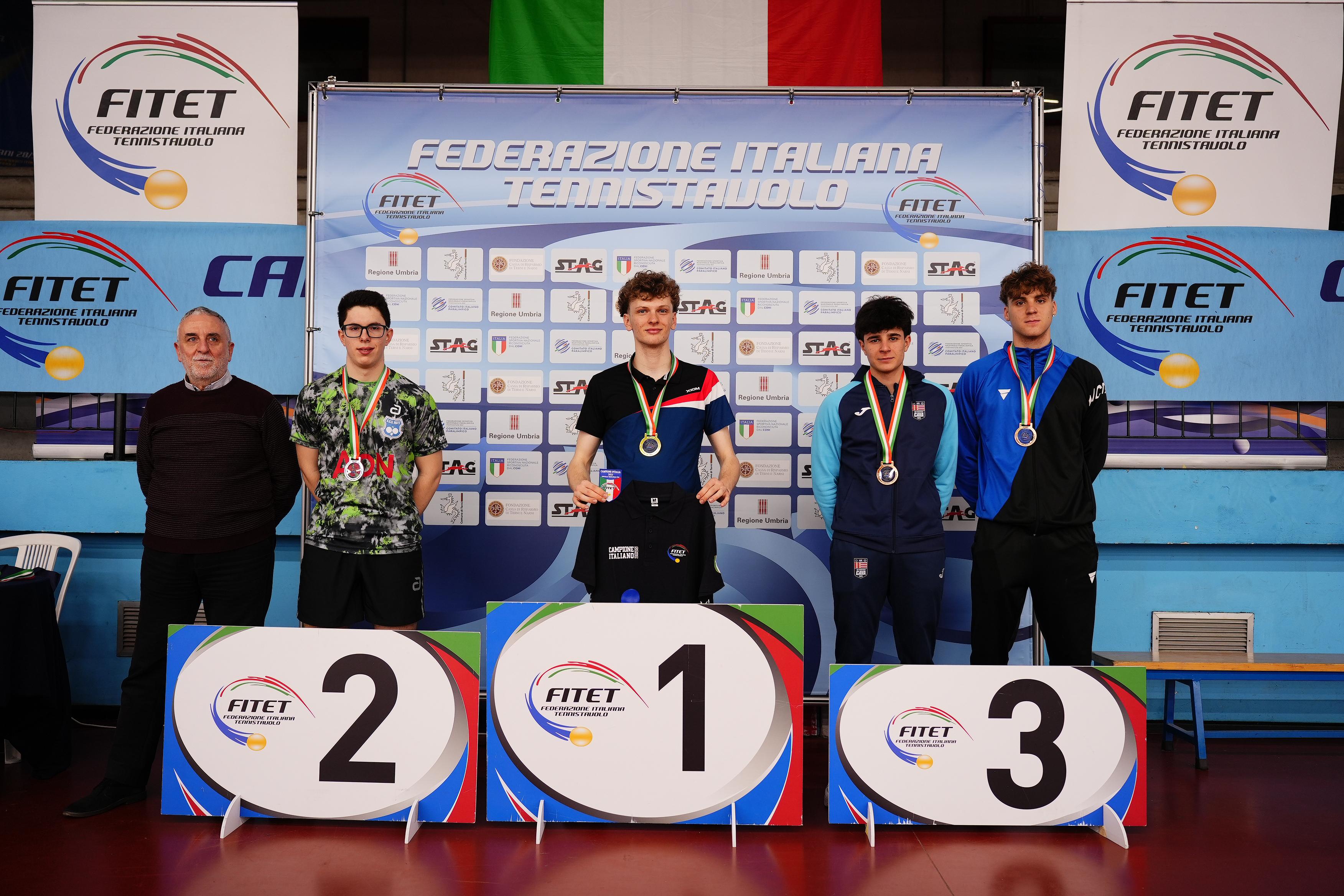 Campionati Italiani Giovanili Under 21 e Under 19 2025 podio del singolare maschile Under 19