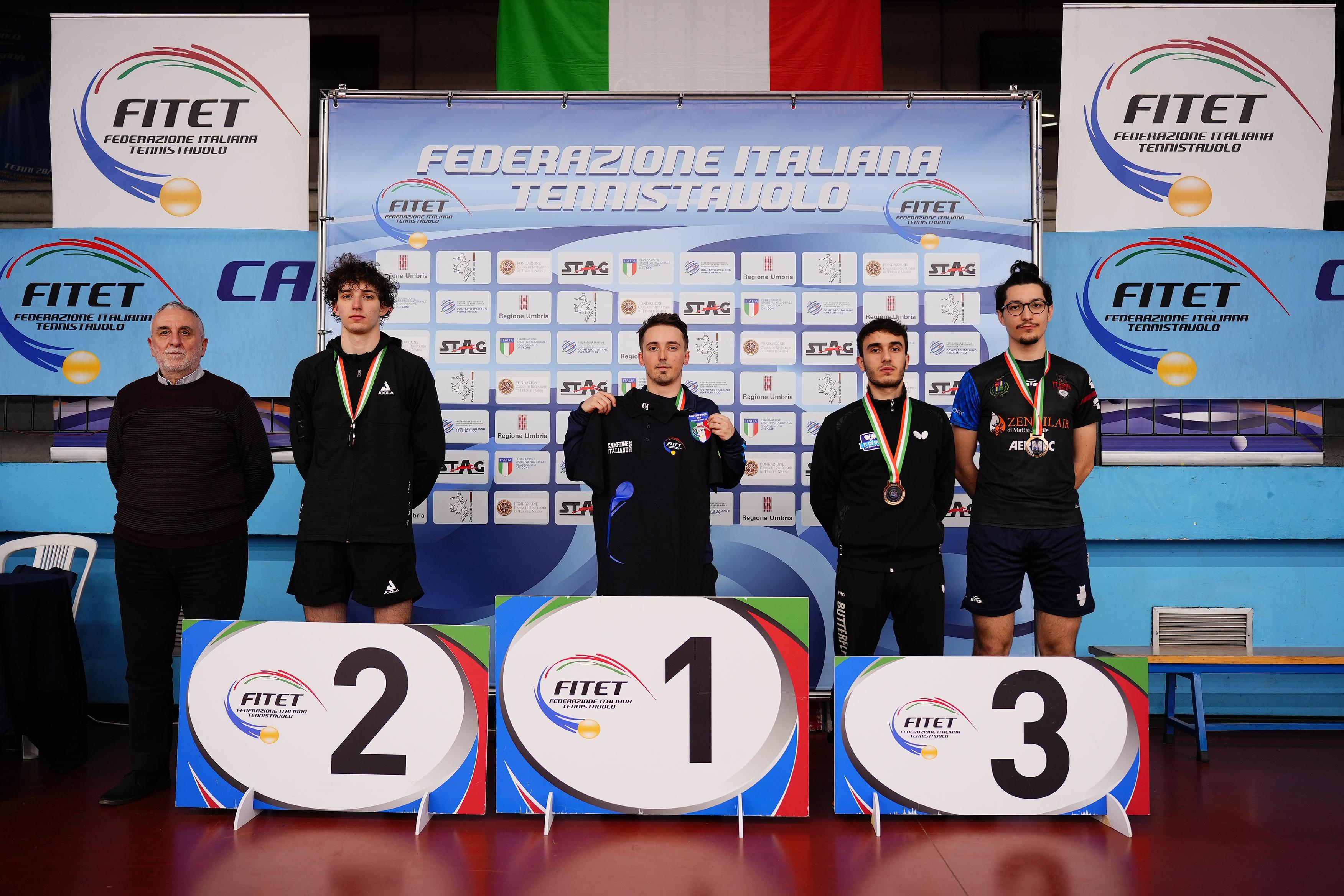Campionati Italiani Giovanili Under 21 e Under 19 2025 podio del singolare maschile Under 21