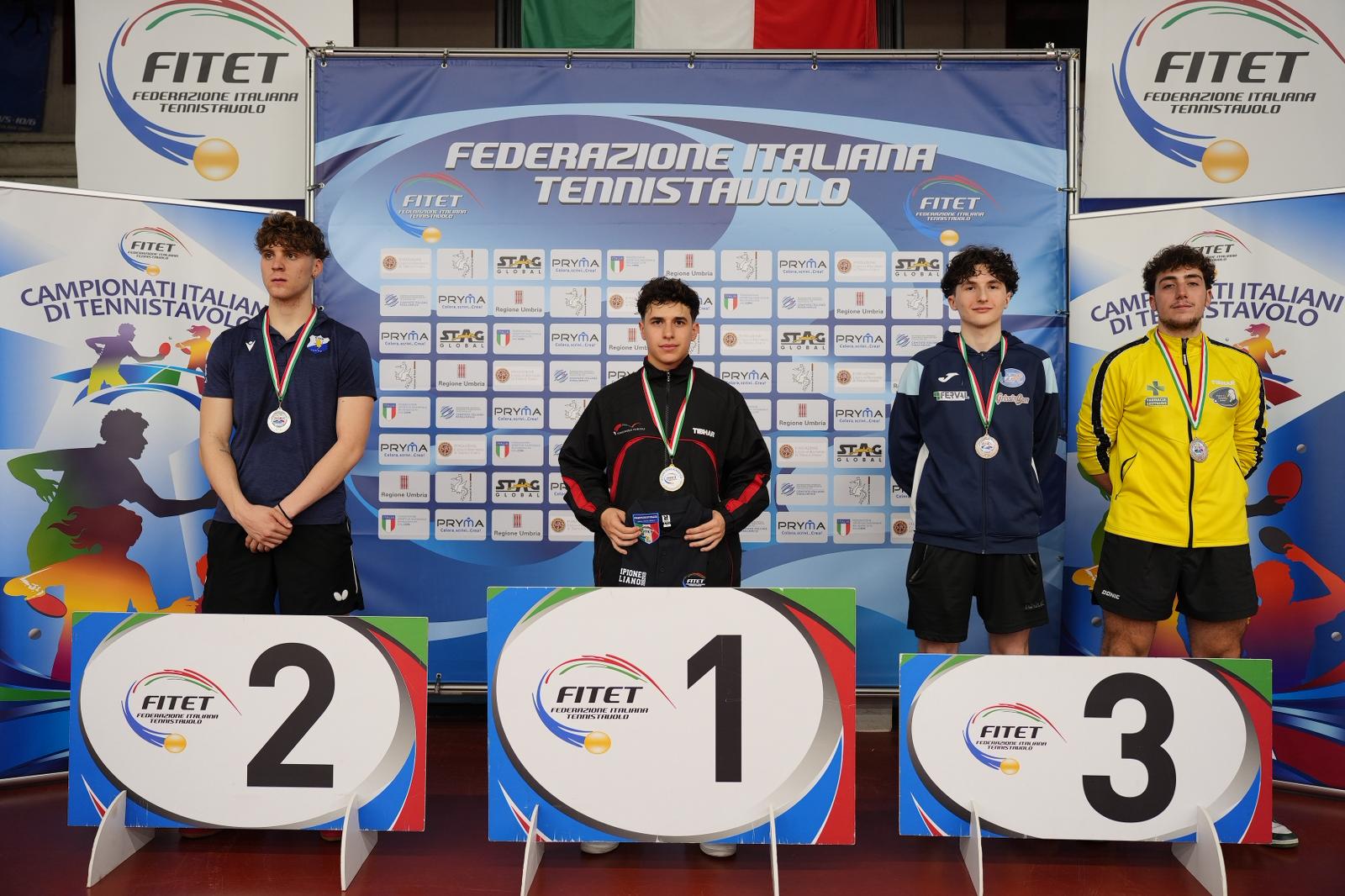 Campionati Italiani Giovanili Under 21 e Under 19 2026 podio del singolare maschile Under 21
