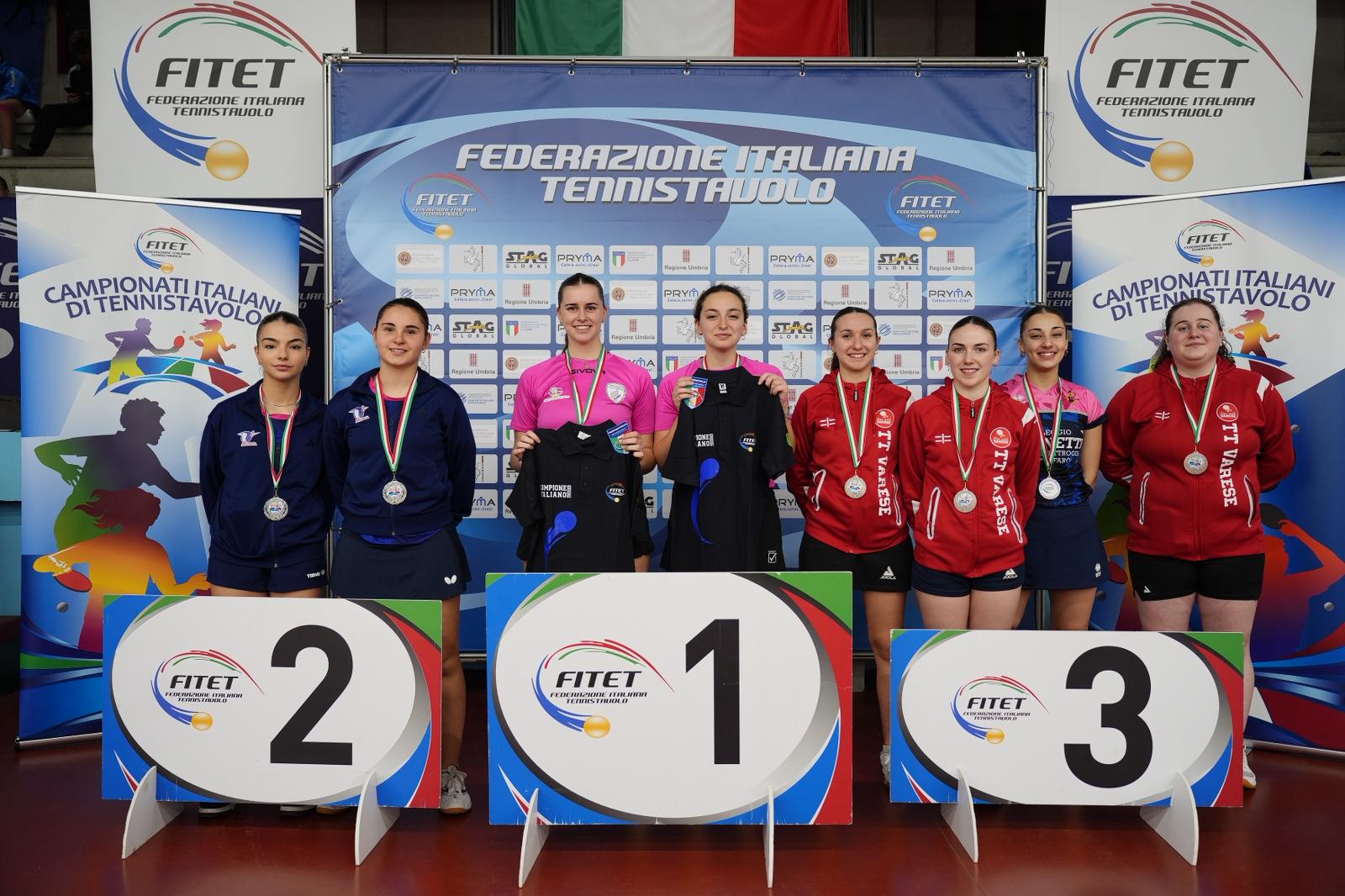 Campionati Italiani Giovanili Under 21 e Under 19 2026 podio della gara di doppio femminile Under 19