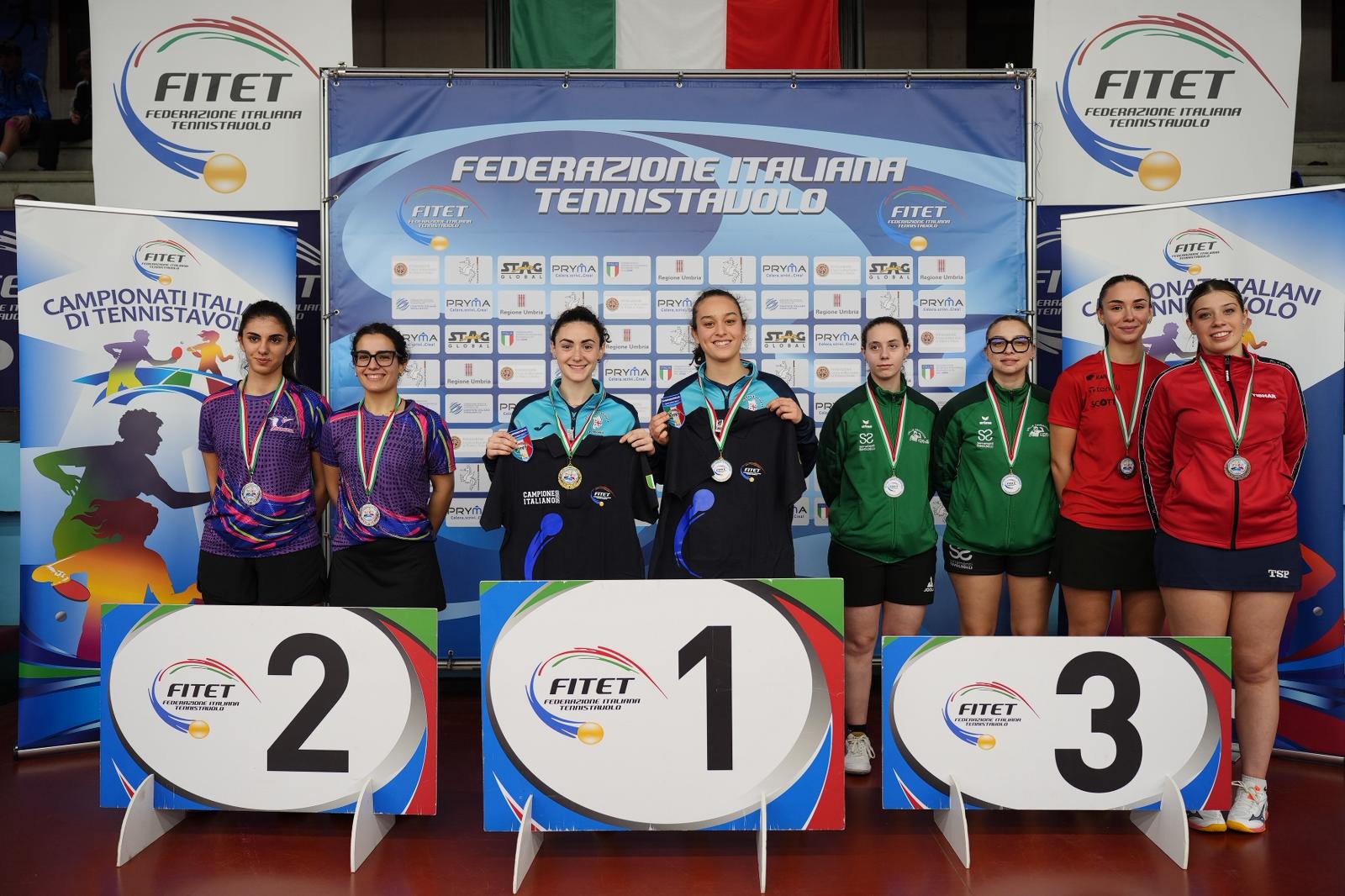 Campionati Italiani Giovanili Under 21 e Under 19 2026 podio della gara di doppio femminile Under 21