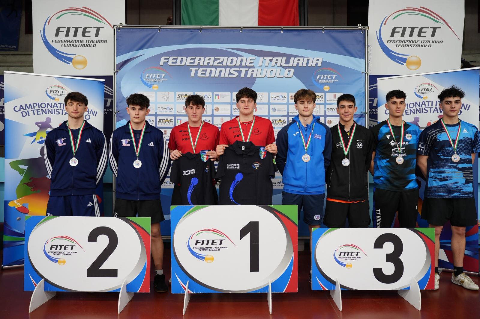 Campionati Italiani Giovanili Under 21 e Under 19 2026 podio della gara di doppio maschile Under 19