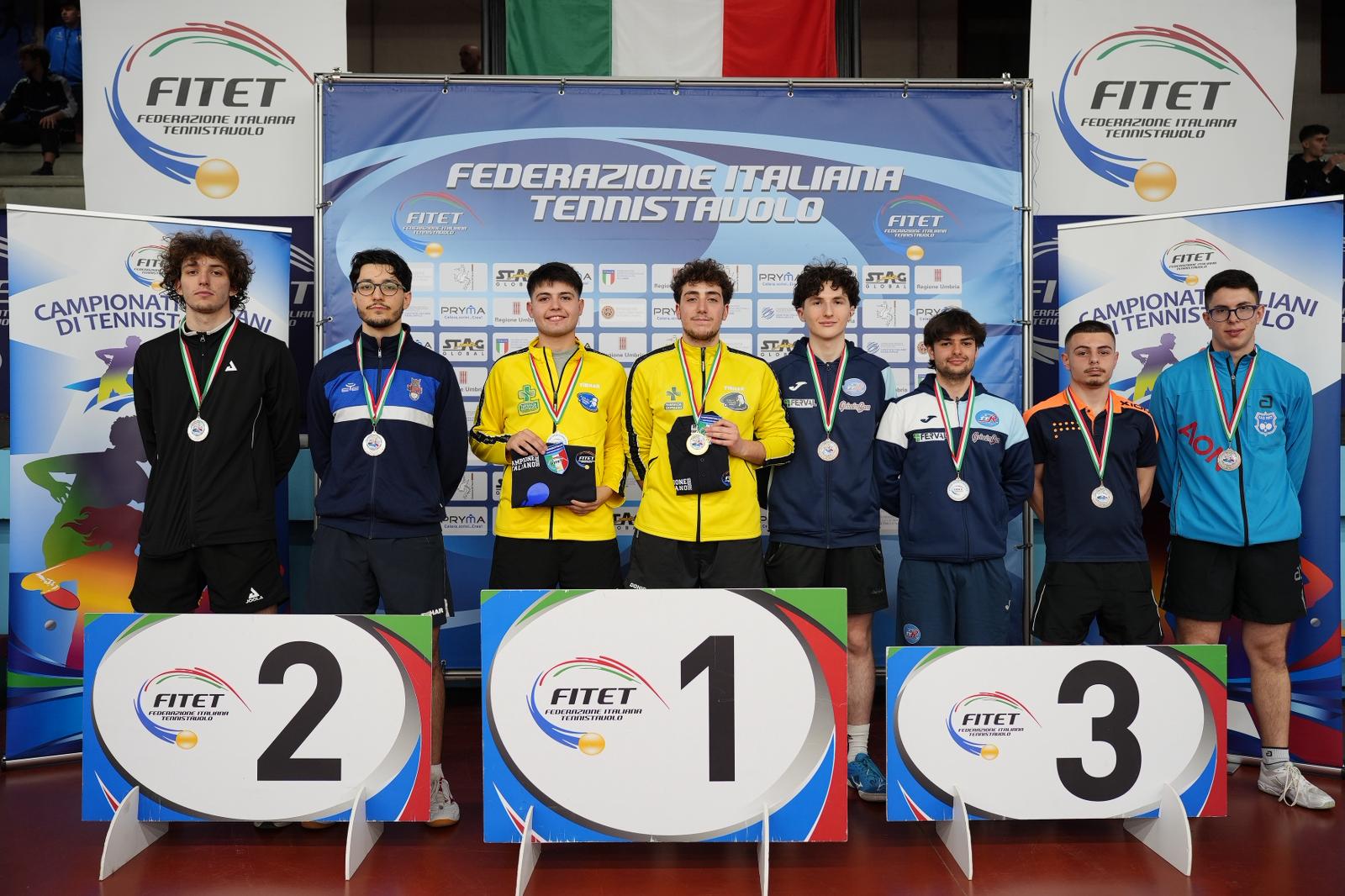Campionati Italiani Giovanili Under 21 e Under 19 2026 podio della gara di doppio maschile Under 21