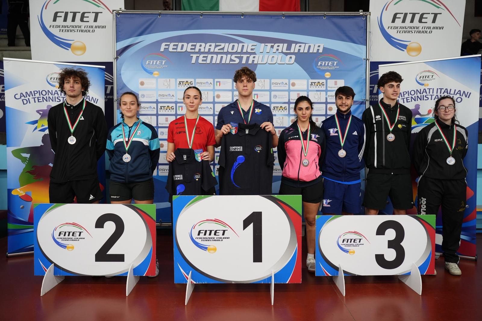 Campionati Italiani Giovanili Under 21 e Under 19 2026 podio della gara di doppio misto Under 21