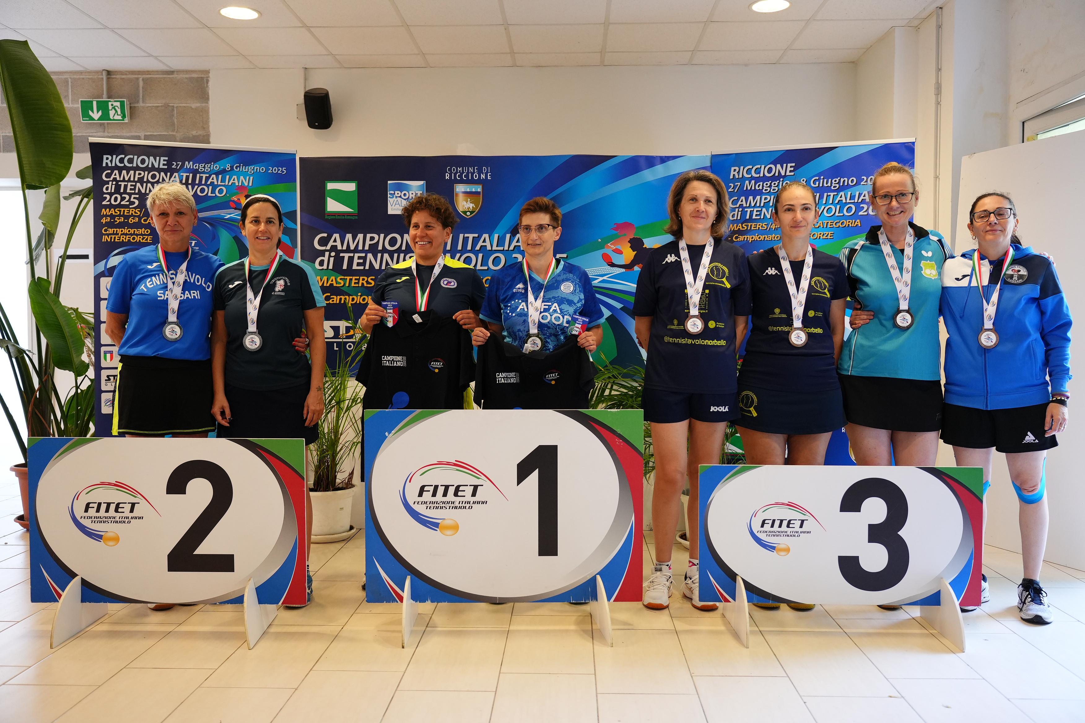 Campionati Italiani Master 2025 podio del doppio femminile Over 40