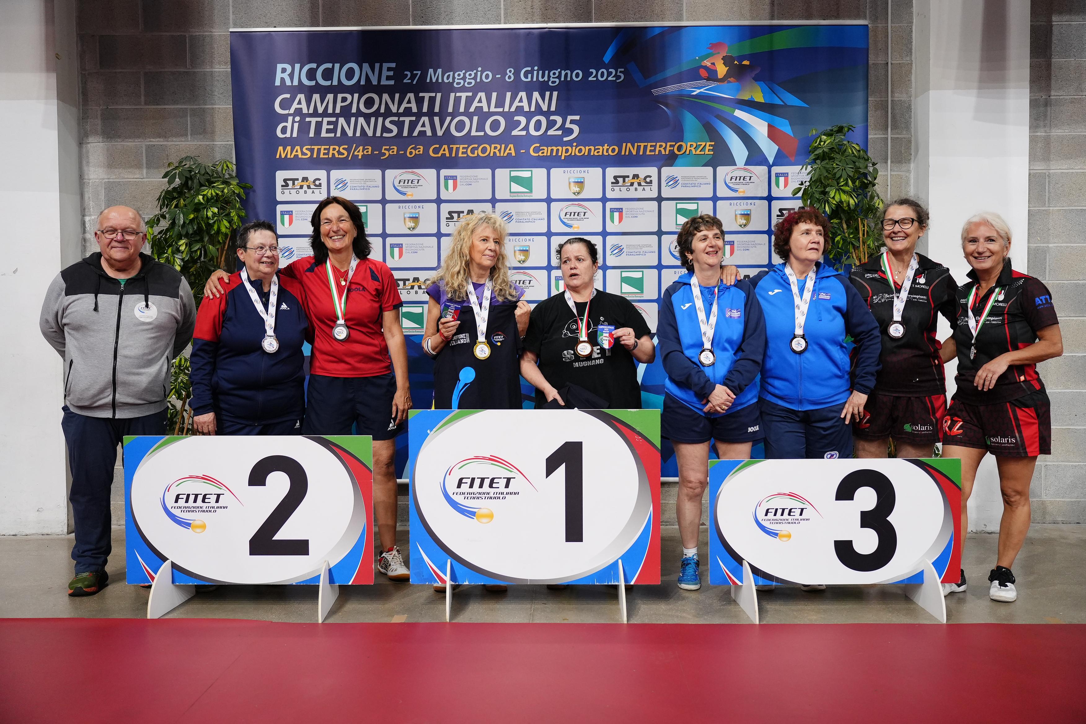 Campionati Italiani Master 2025 podio del doppio femminile Over 60