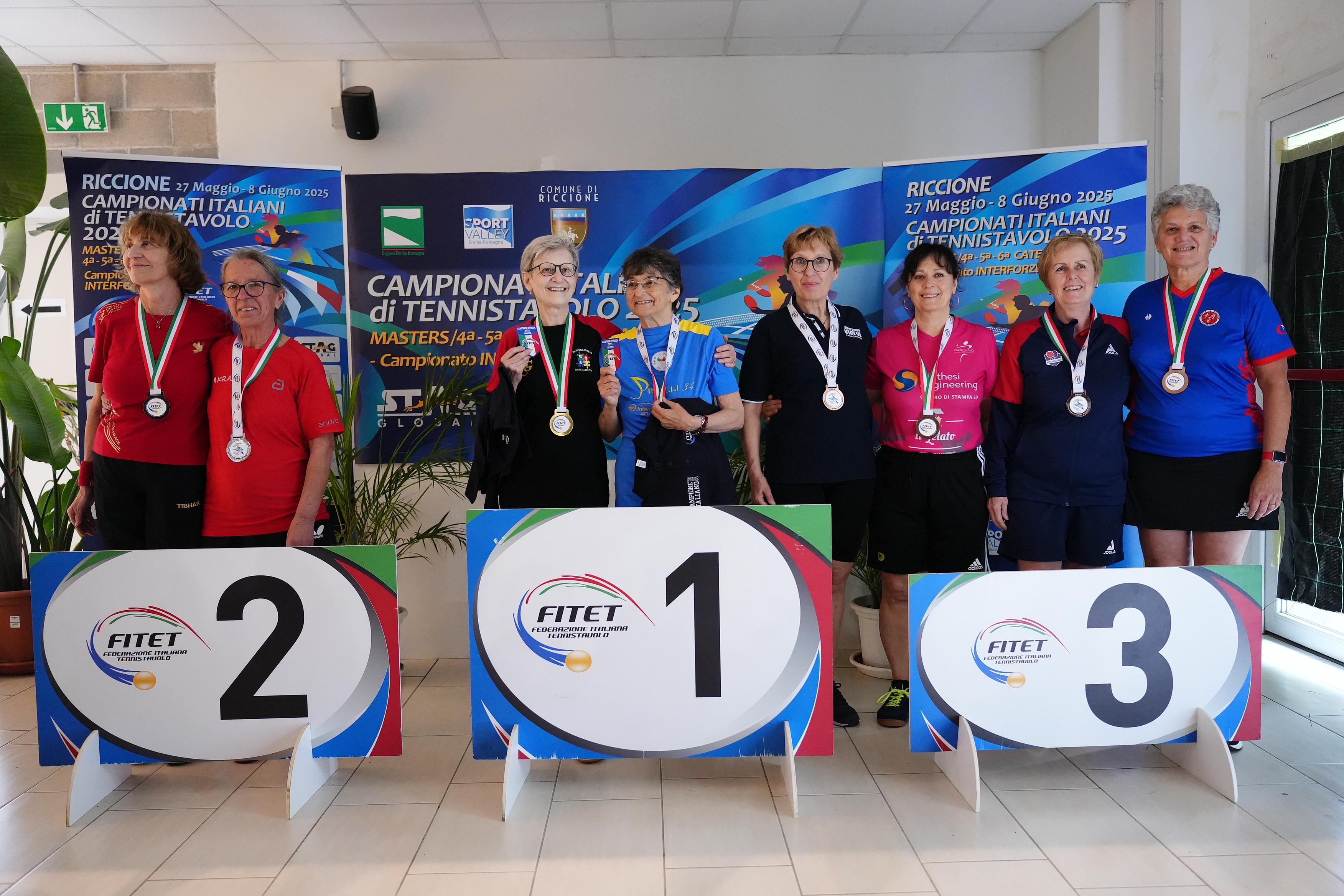 Campionati Italiani Master 2025 podio del doppio femminile Over 65