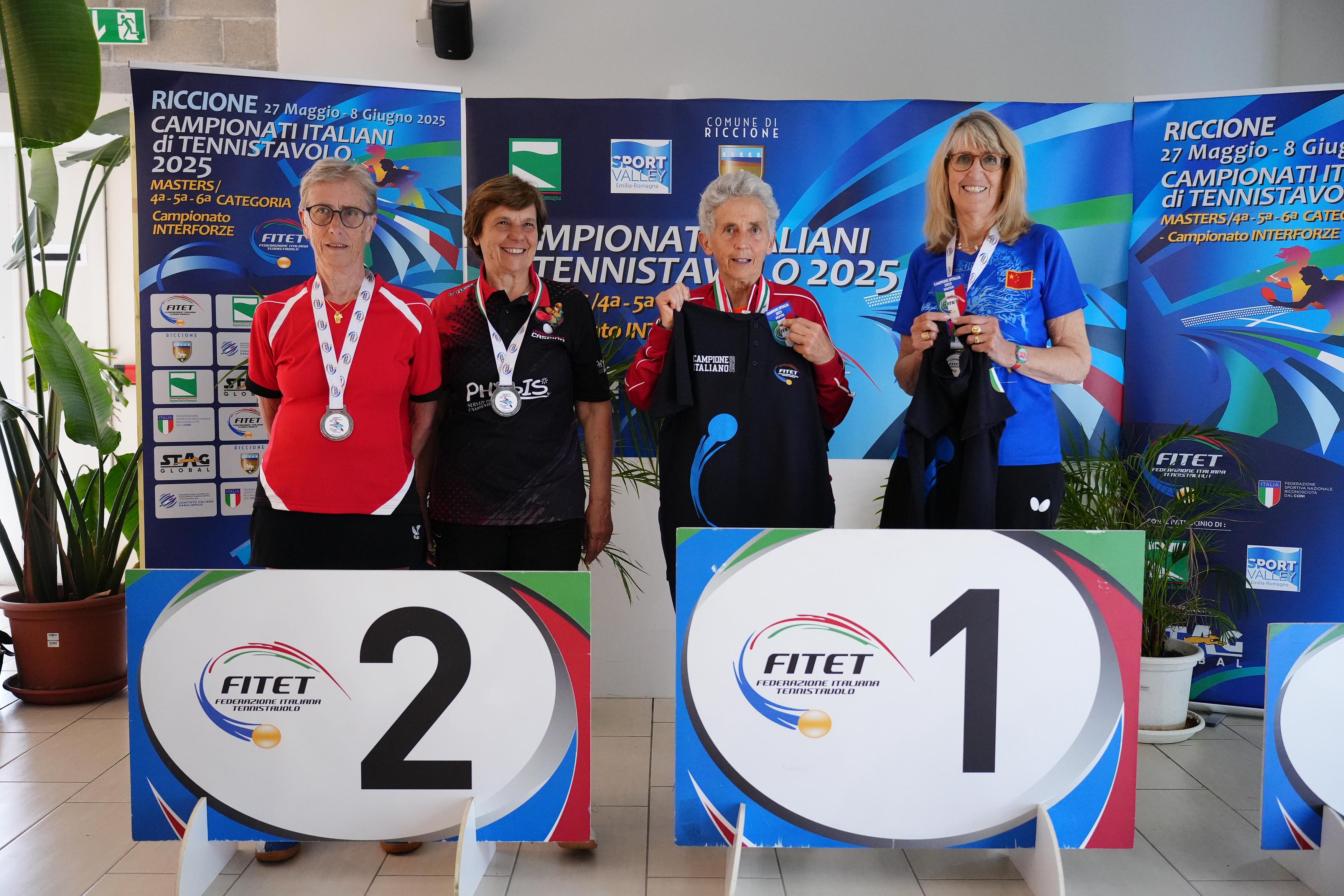 Campionati Italiani Master 2025 podio del doppio femminile Over 70