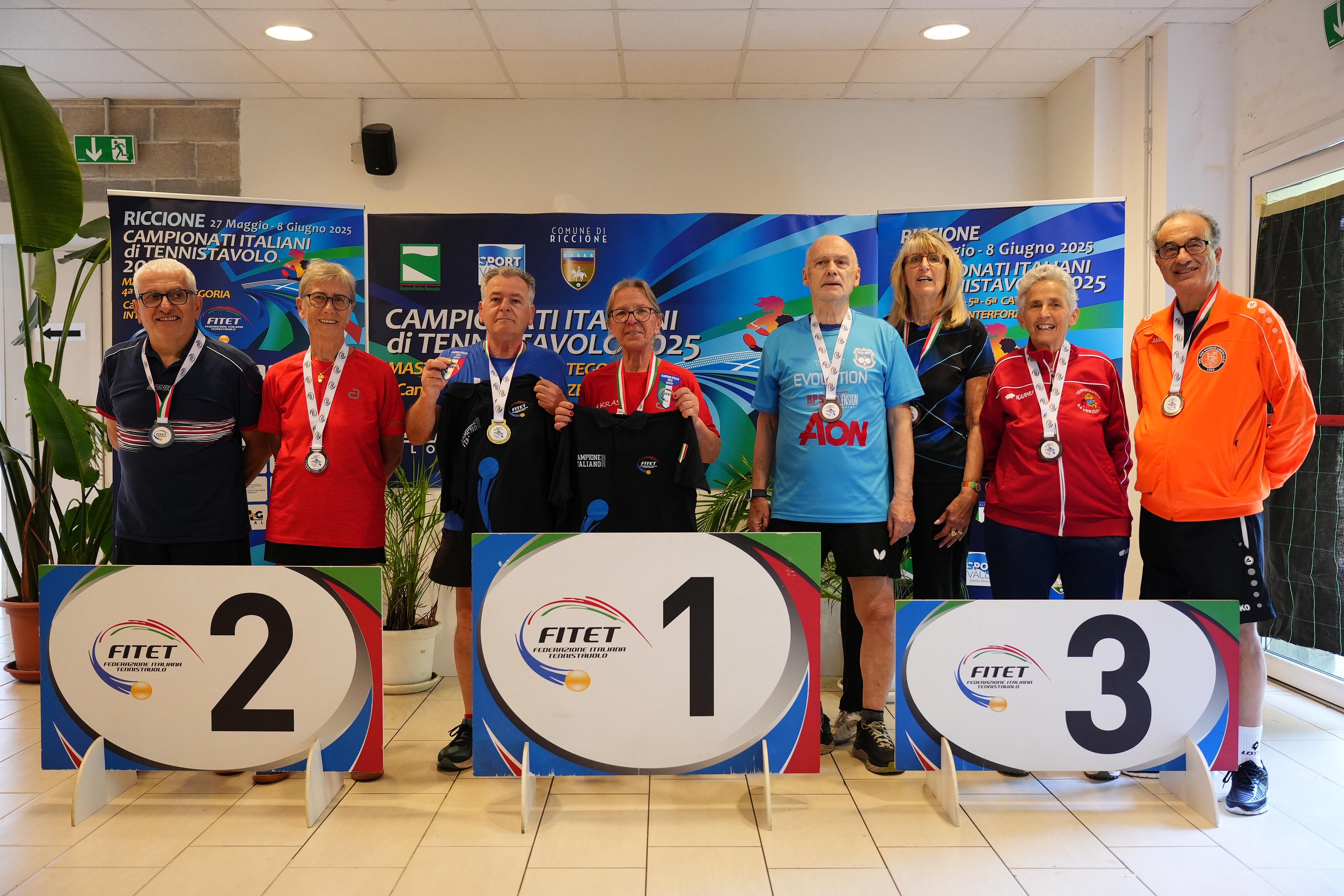 Campionati Italiani Master 2025 podio del doppio misto Over 70