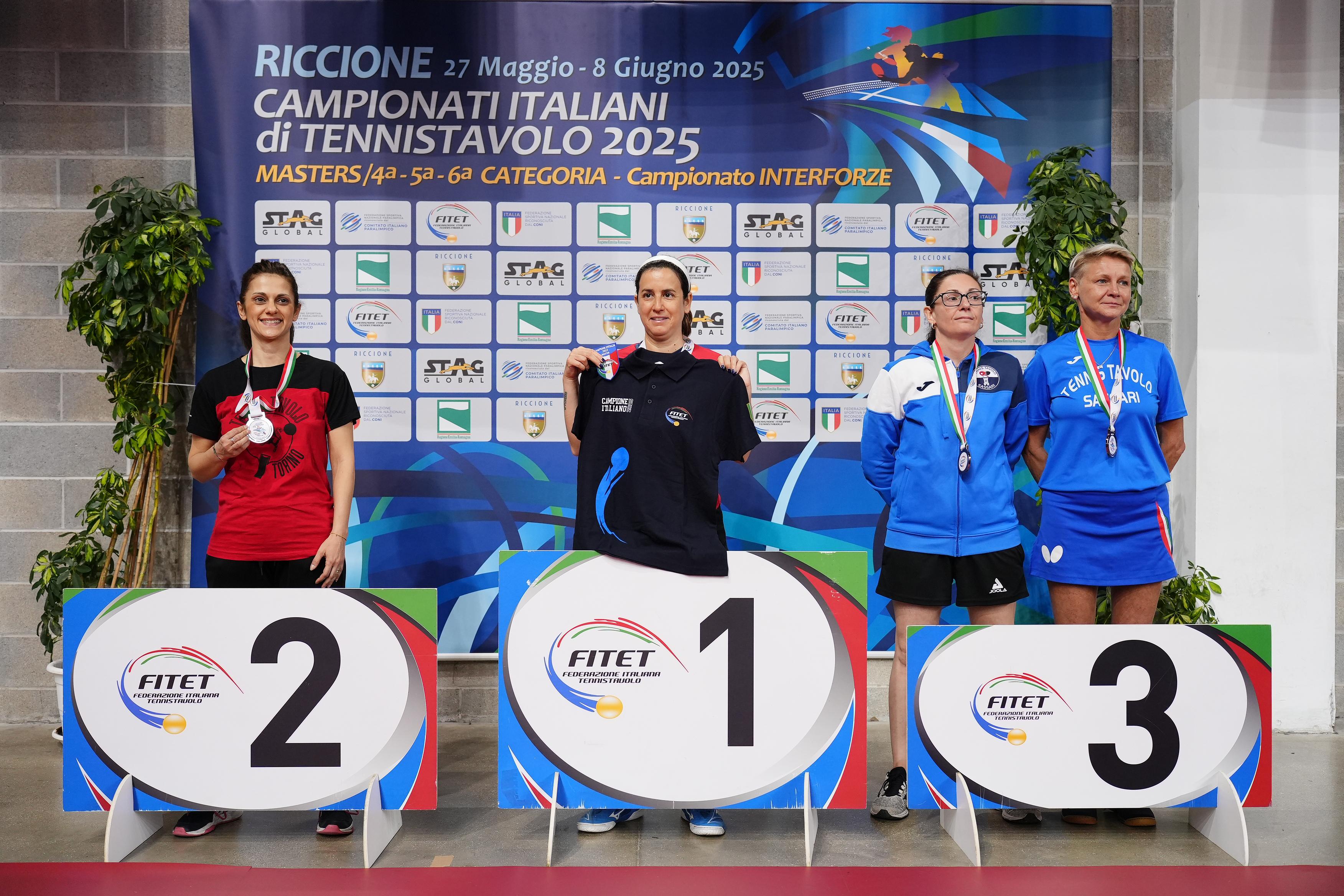 Campionati Italiani Master 2025 podio del singolare femminile Over 40