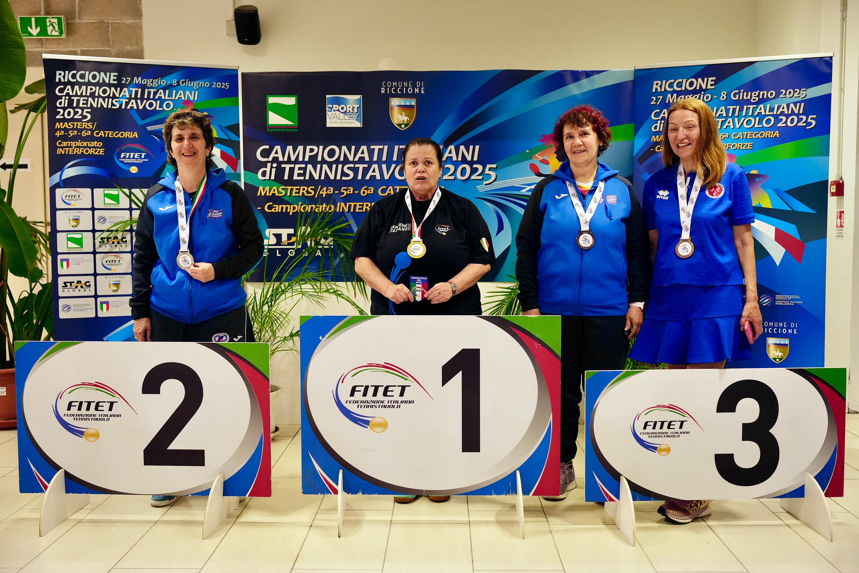 Campionati Italiani Master 2025 podio del singolare femminile Over 60
