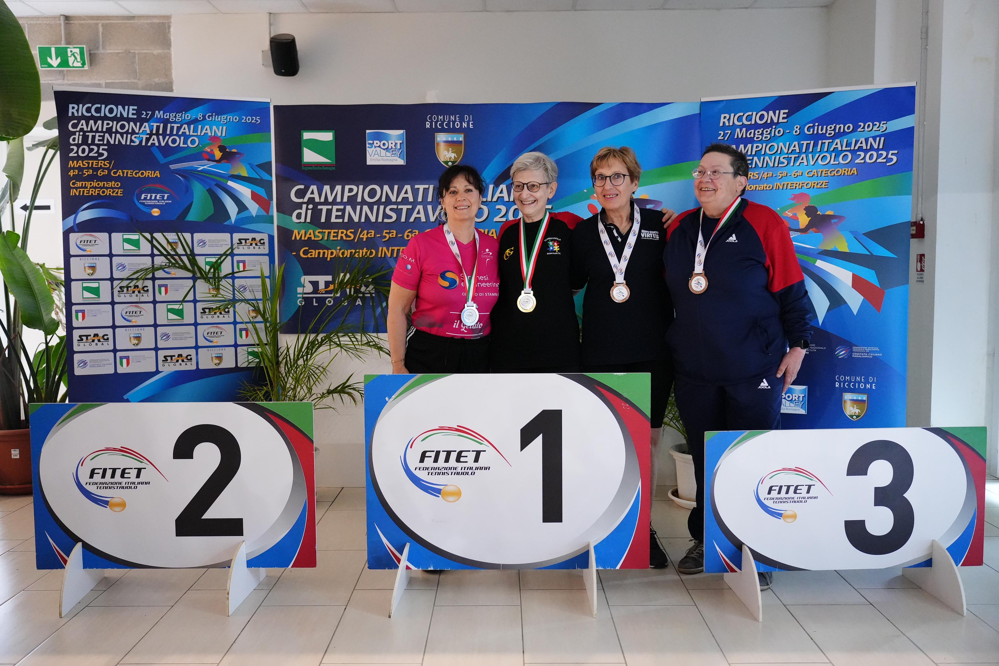 Campionati Italiani Master 2025 podio del singolare femminile Over 65
