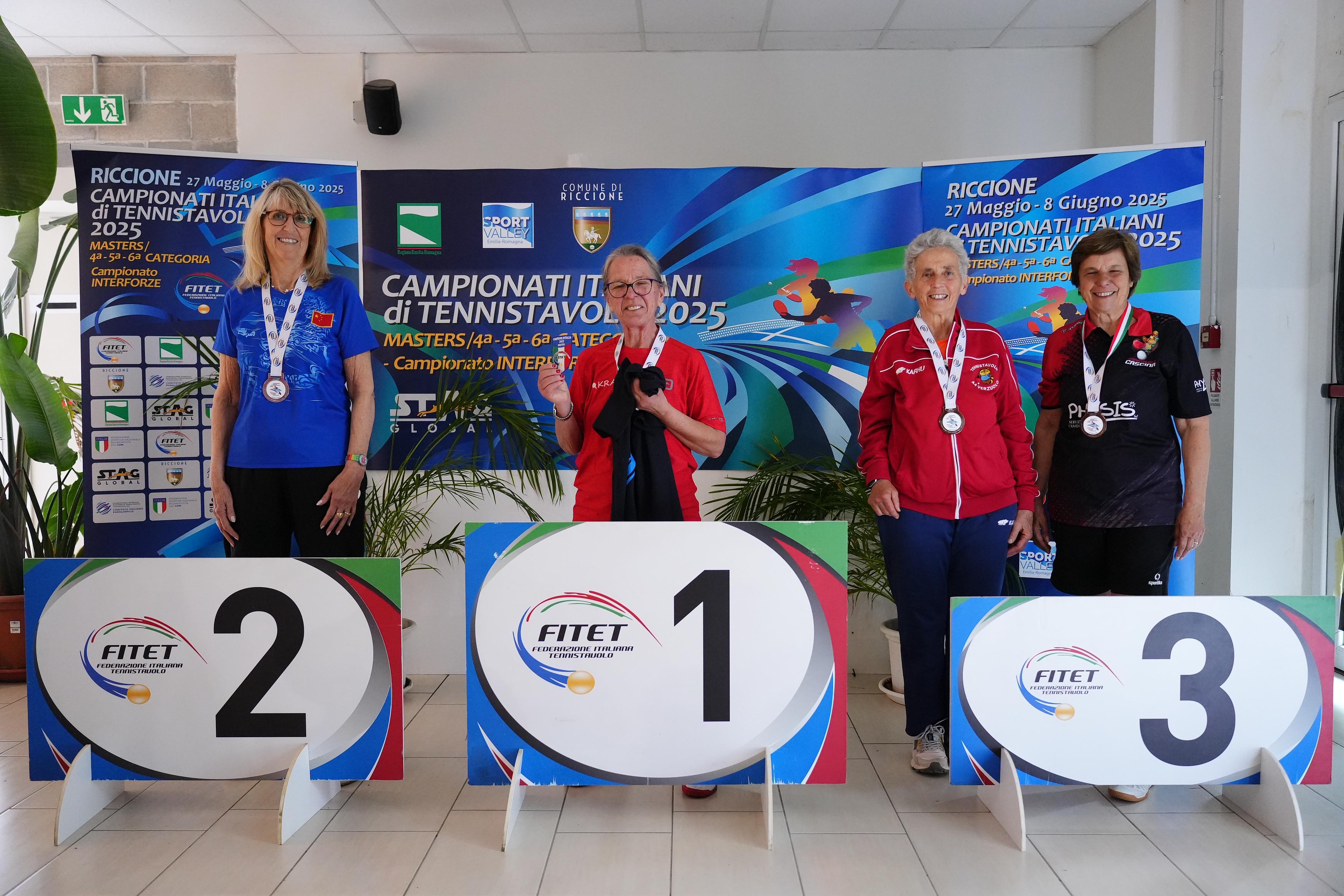 Campionati Italiani Master 2025 podio del singolare femminile Over 70