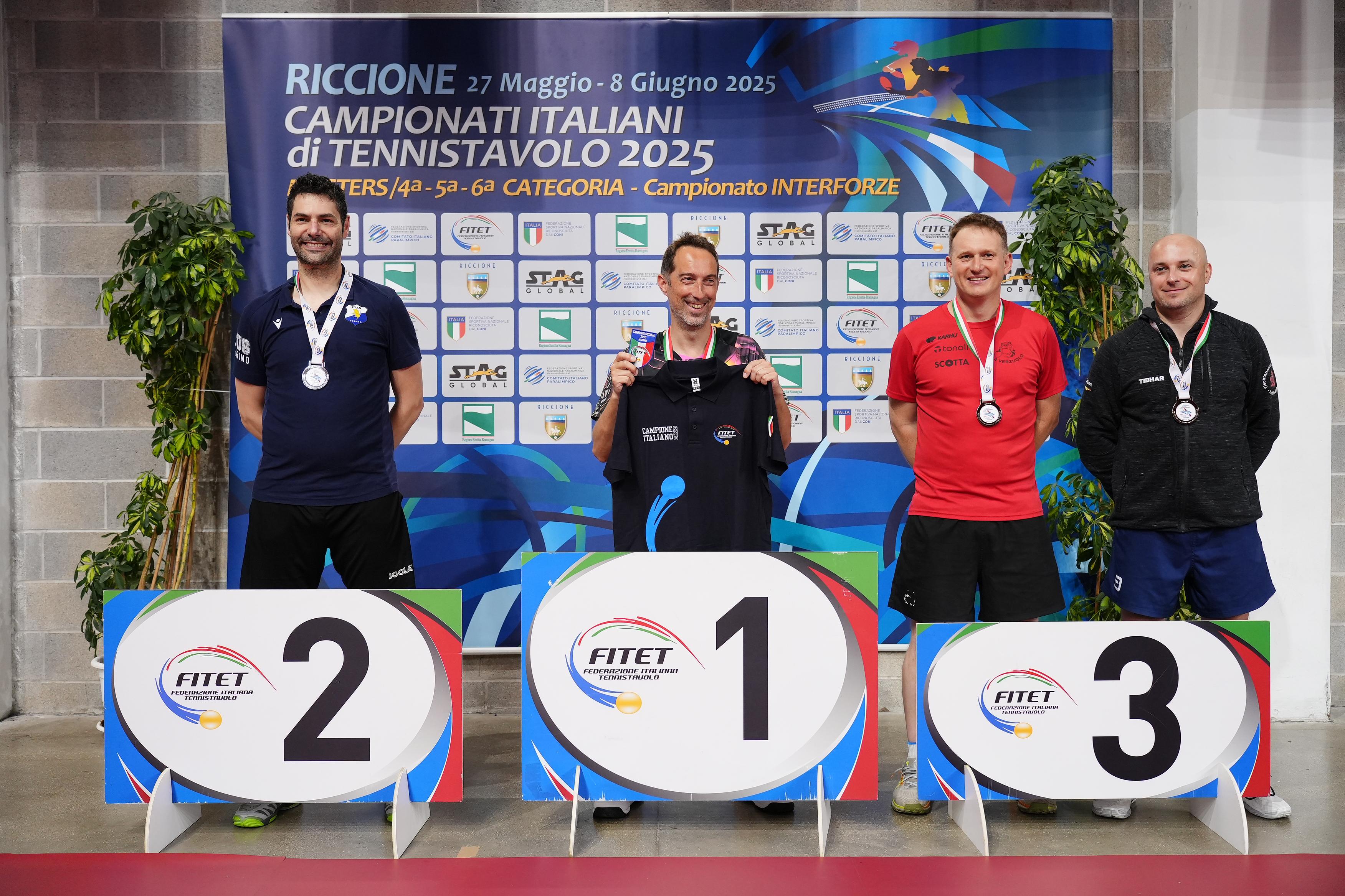 Campionati Italiani Master 2025 podio del singolare maschile Over 40