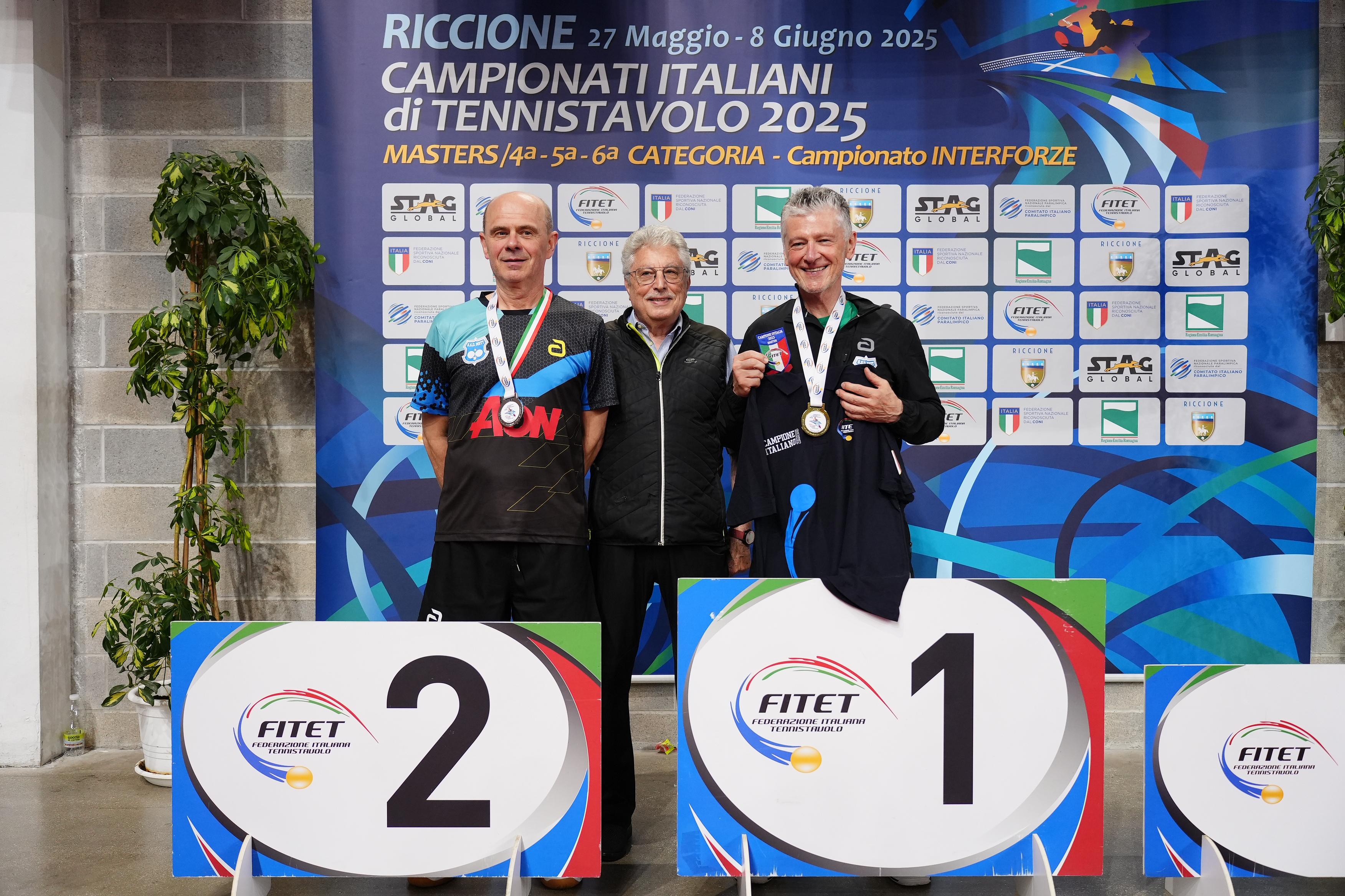 Campionati Italiani Master 2025 podio del singolare maschile Over 65