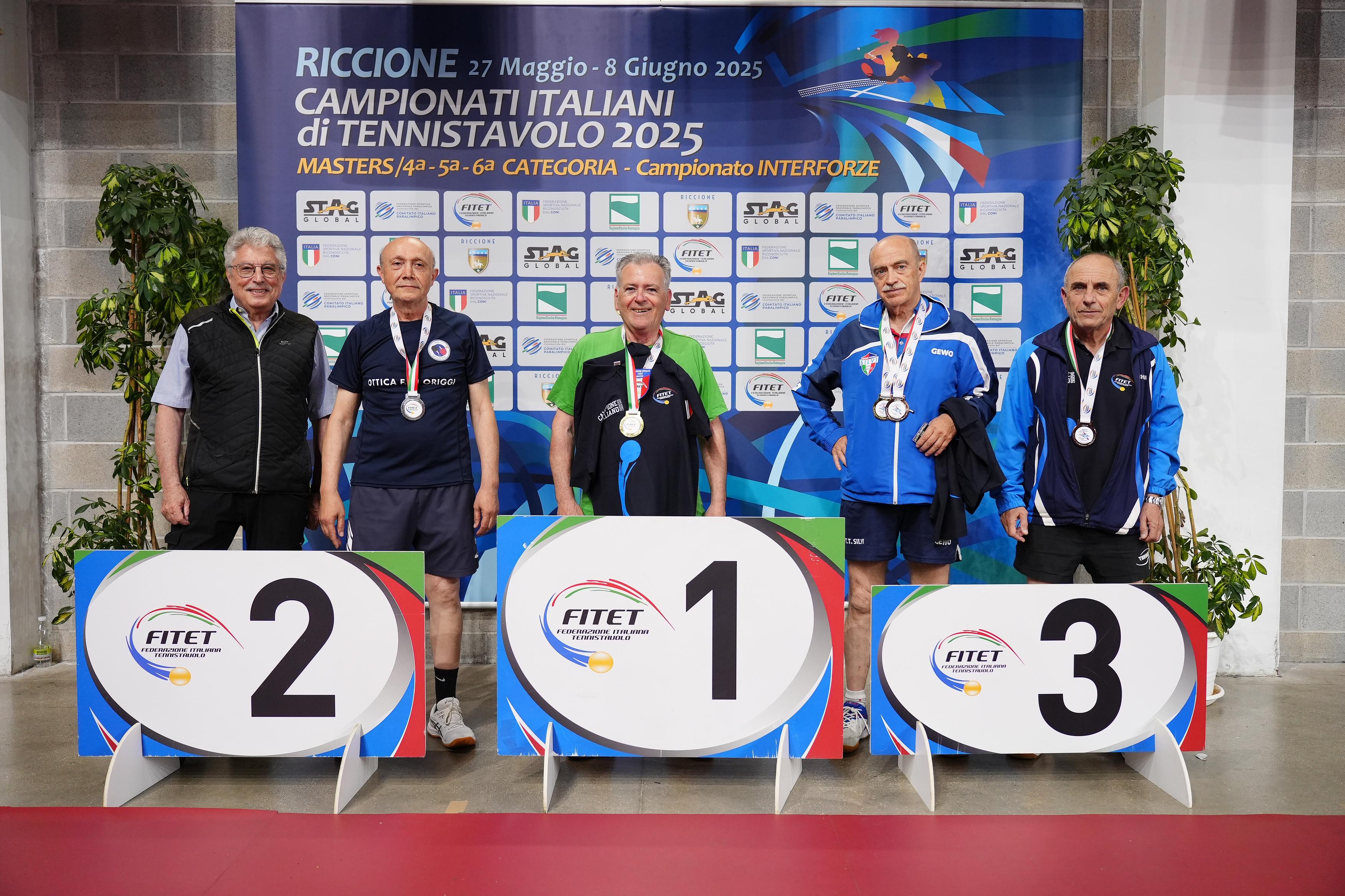 Campionati Italiani Master 2025 podio del singolare maschile Over 70
