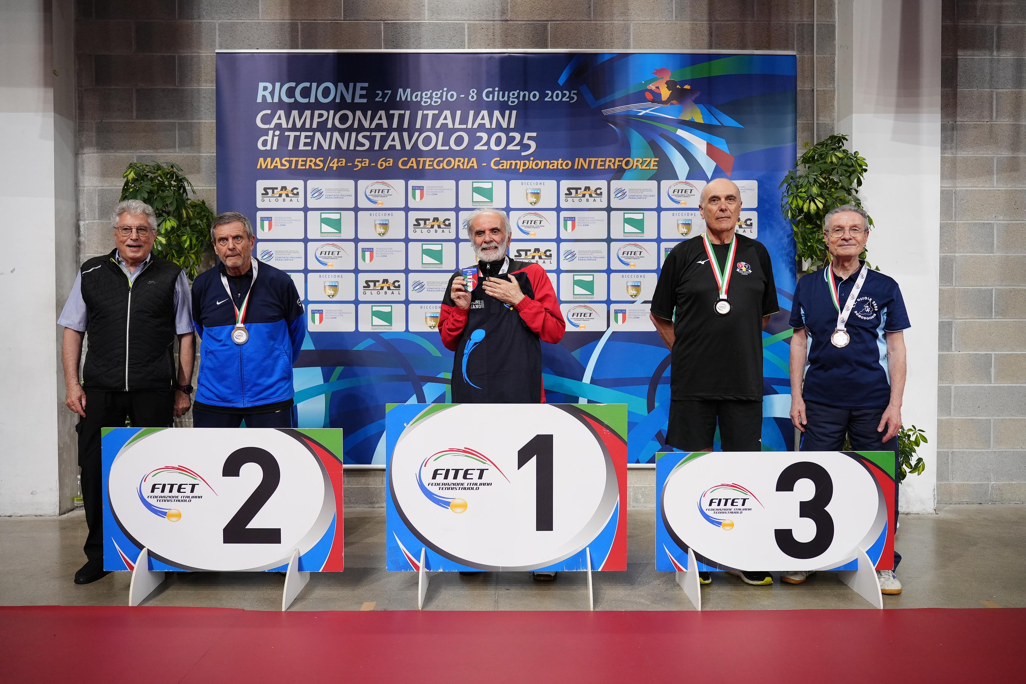 Campionati Italiani Master 2025 podio del singolare maschile Over 75