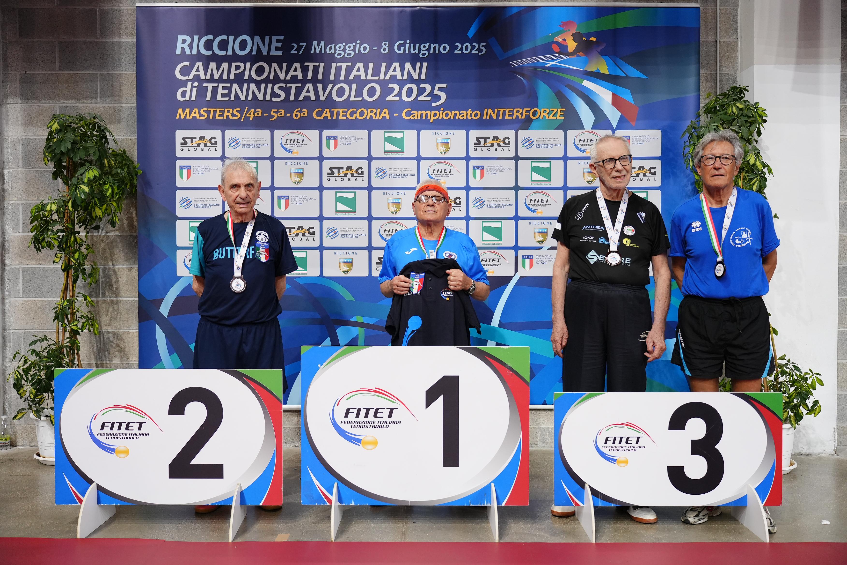 Campionati Italiani Master 2025 podio del singolare maschile Over 80